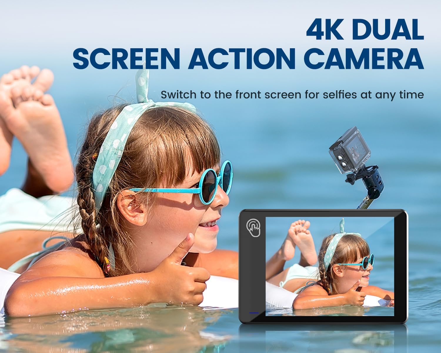 Action Cam 4K a Doppio Schermo, 48MP WIFI Videocmera con Scheda SD da 64GB,131ft Fotocamera Subacquea, 170° Telecamera Moto con Telecomando, Microfono, 2 Batterie,Accessori Multifunzione. - Immagine 4