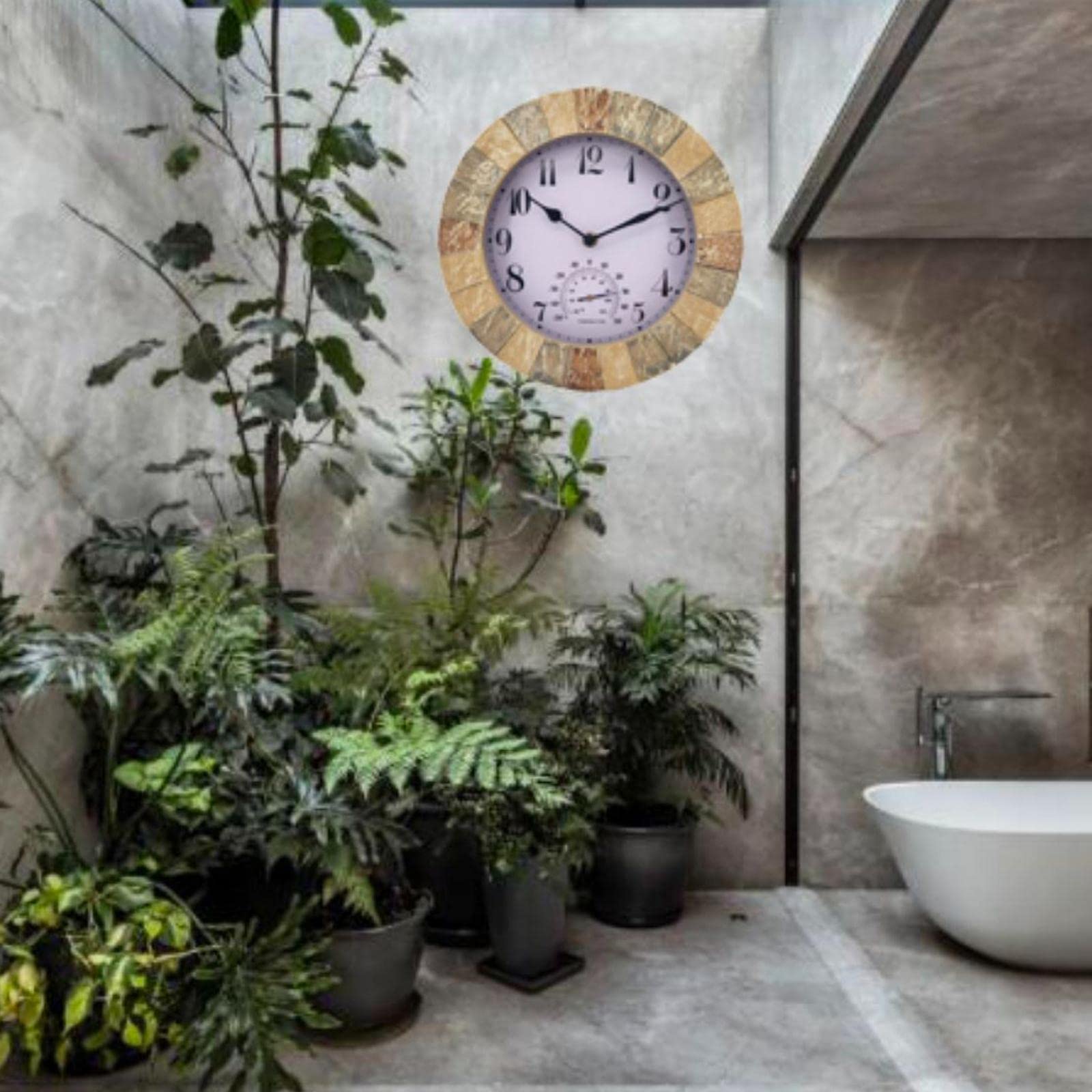 Enakshi® Outdoor Hanging Clock Waterproof Temperature Display for Living Room|Home & Garden | Home Decor | Clocks | Wall Clocks-image-47