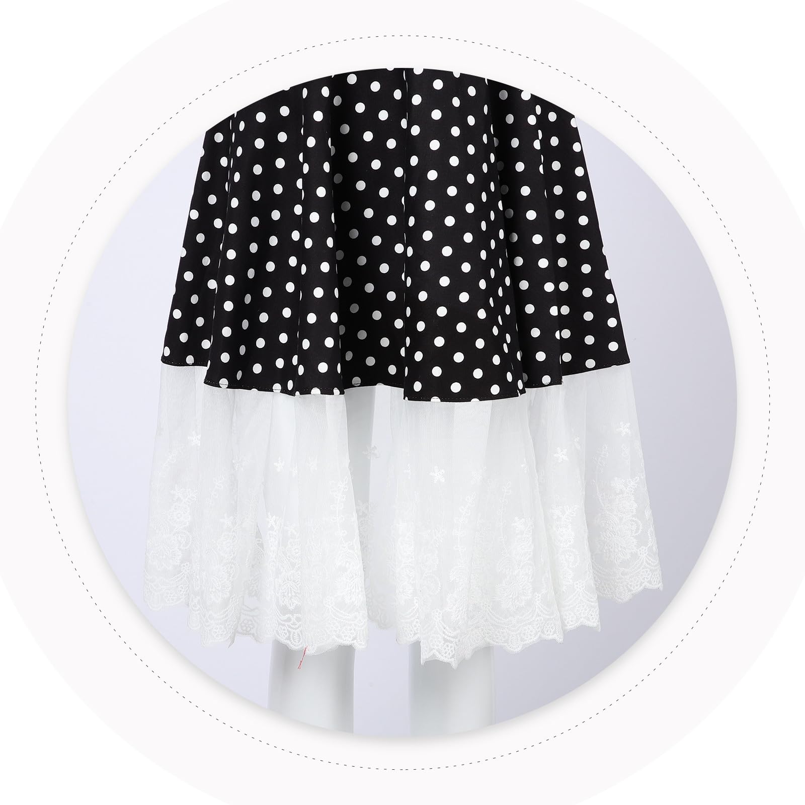 Alipis Delantal de Cocina Retro para Mujer Negro Estampado de Lunares, Cómodo y Transpirable, de Tela Vintage Adecuado para Tareas Domésticas y Hornear