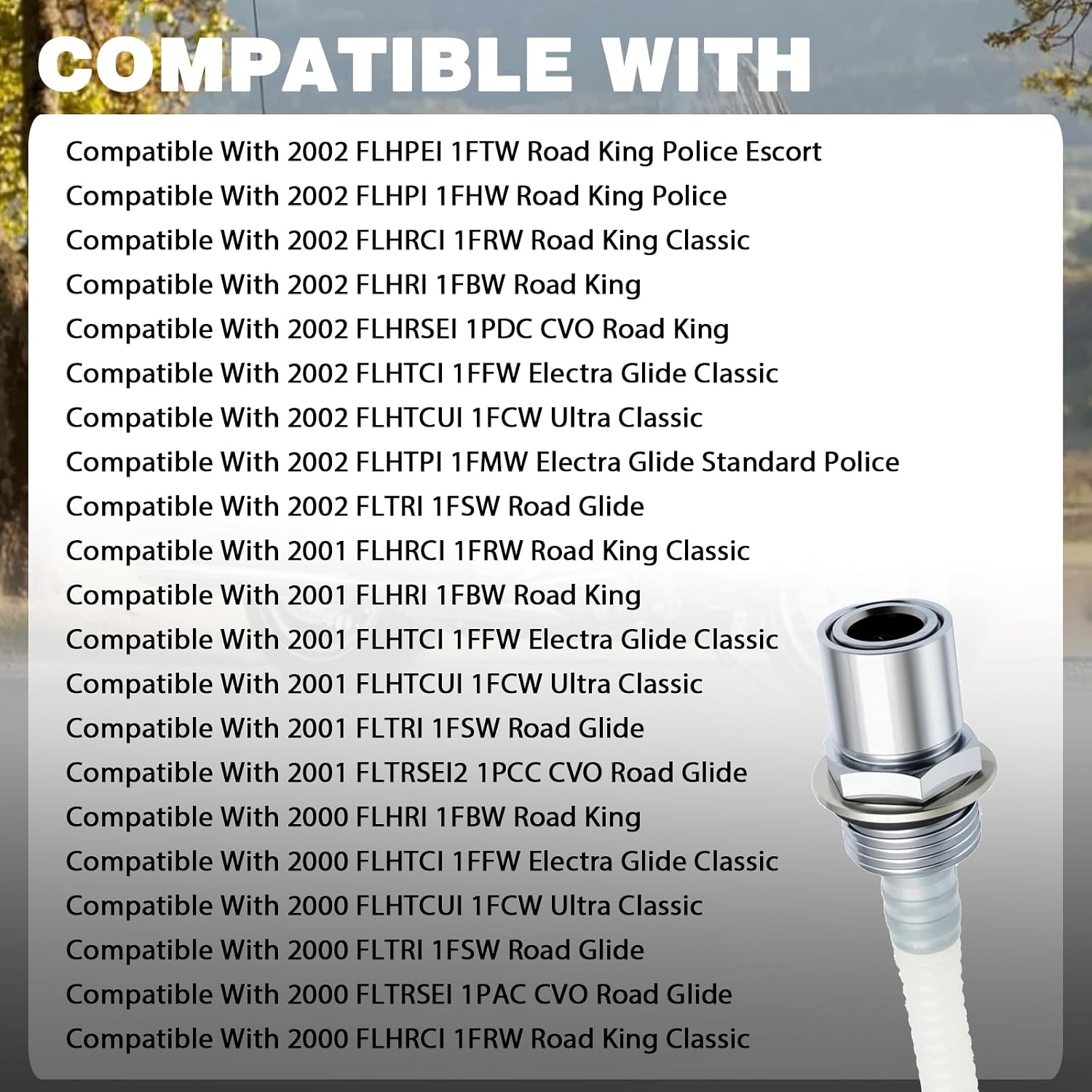 Fuel Line Check Valve Fitting Assembly Compatible With Harley-Davidson Road King FLHR Road Glide FLTR Electric Glide FLHT 2000-2002 Replace For 61408-00A 6140800A