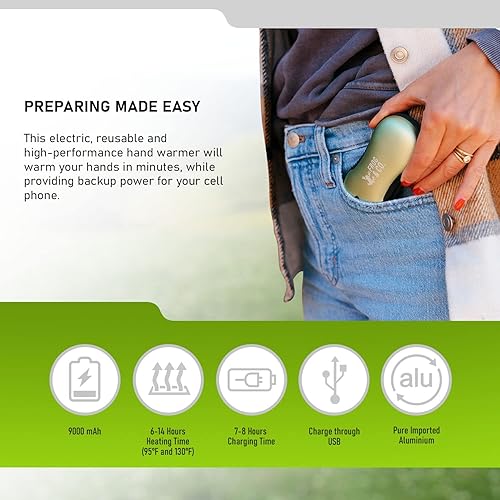 Miniatura 7 de Survival Frog QuickHeat PRO - Calentador de manos recargable con banco de energía portátil, calentador de manos eléctrico de alta calidad,