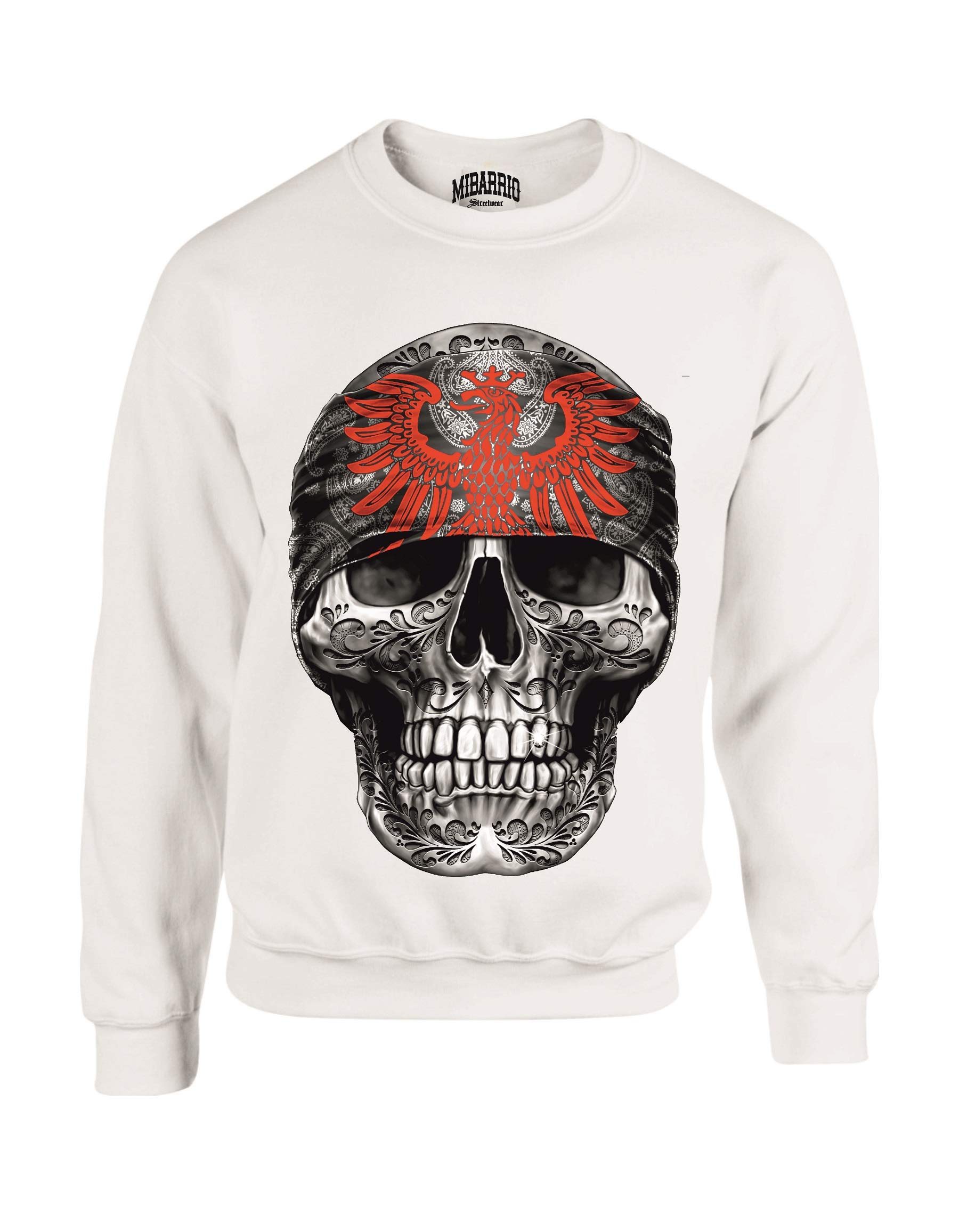 Mi Barrio Kolekcja Art Streetwear 2.1, Skull, męska bluza czarna oer biała