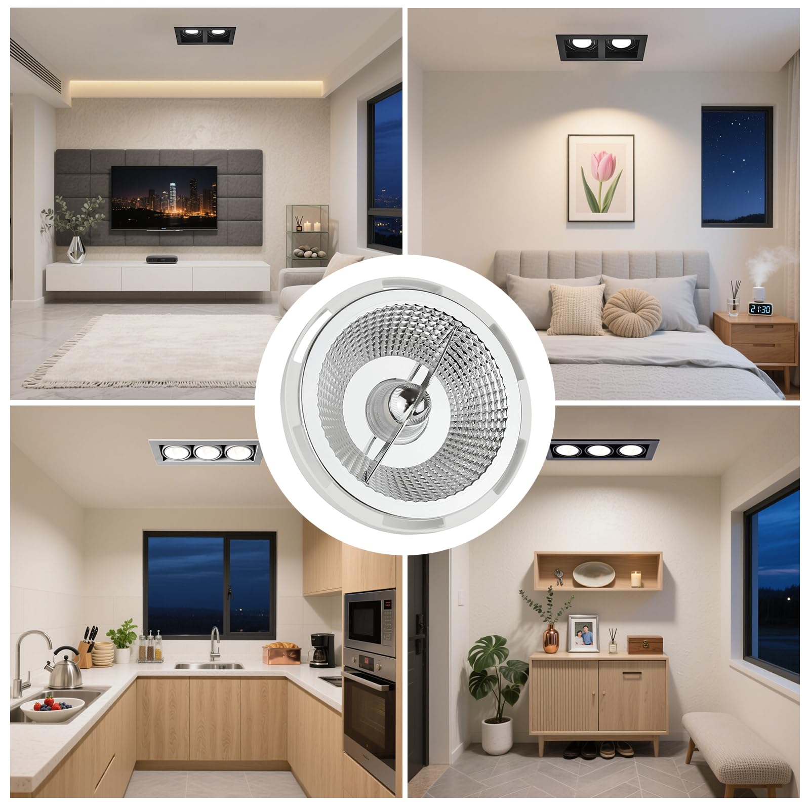 5 Unidades Foco LED AR111 G53 12W Equivalente a 75W Lámpara Halógena 940LM Blanco Neutra 4000K Ángulo de haz 45° Bombillas LED para Restaurante Cantina Salón No Regulable