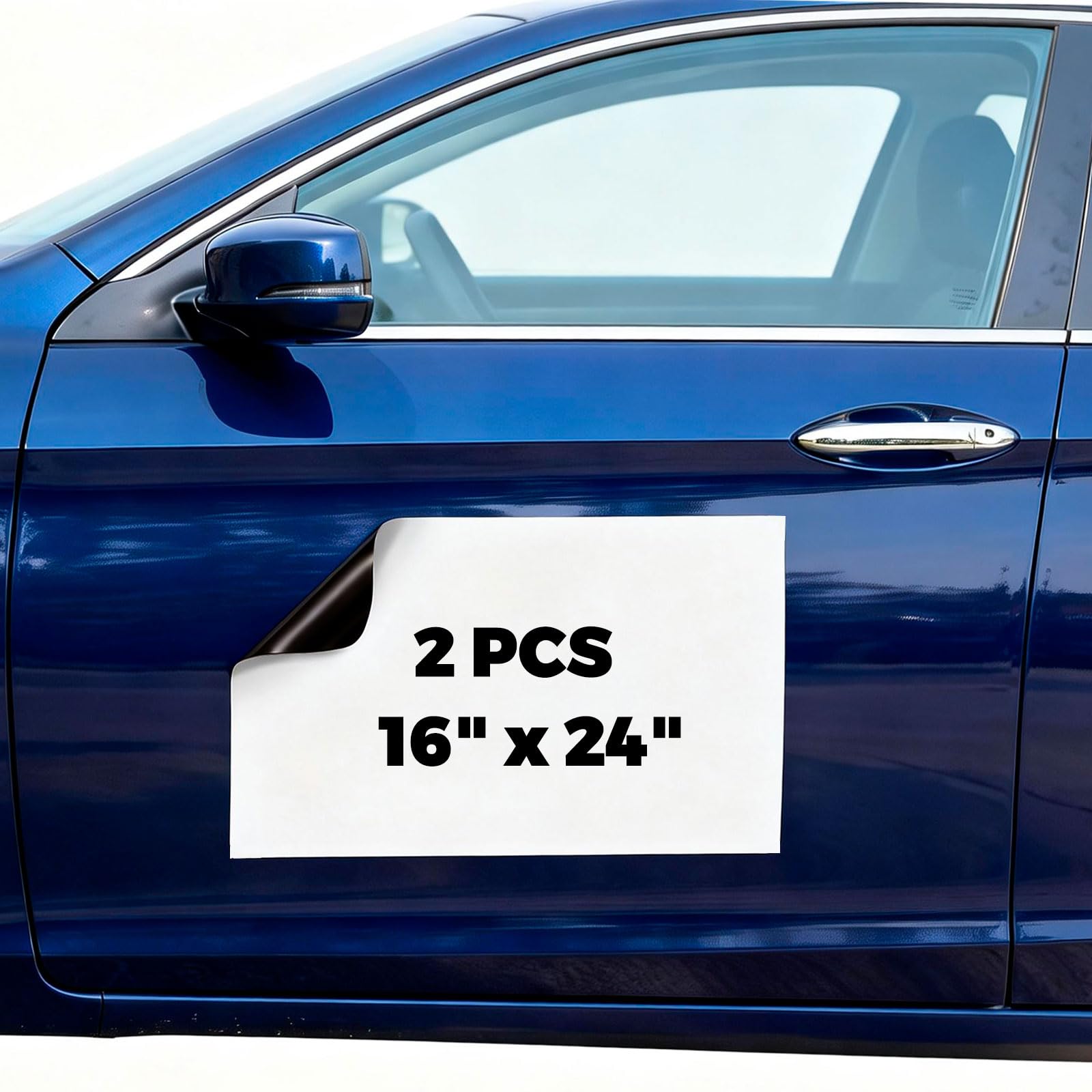 Photo 1 of 16 x 24 Inch Car Magnet Sheets, 2 Pack Blank White Magnetic Signs with Vinyl Surface, Strong Hold Removable Vehicle Magnet Signs for Business Advertising, Custom & Temporary Use