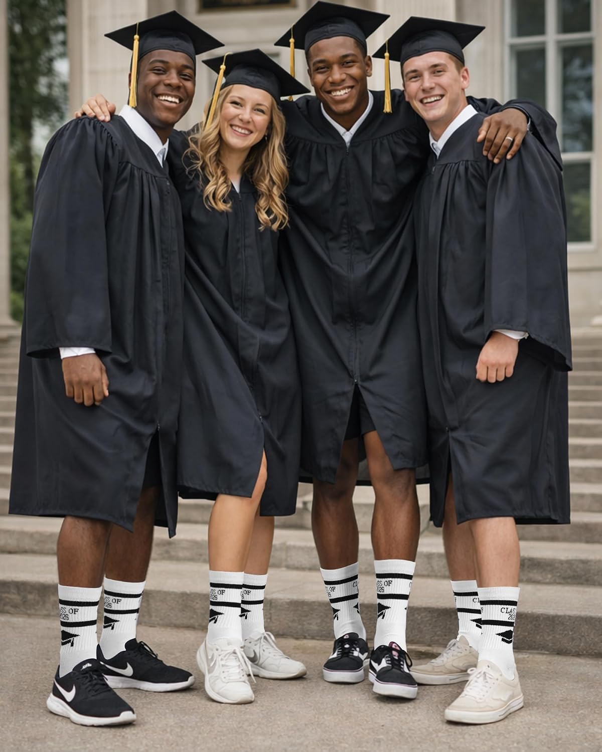 Eurzom 24 Set Graduation Socks for Class of 2026 Unisex Striped Crew Socks with Congratulation Cards College Graduation Gifts for Him or Her