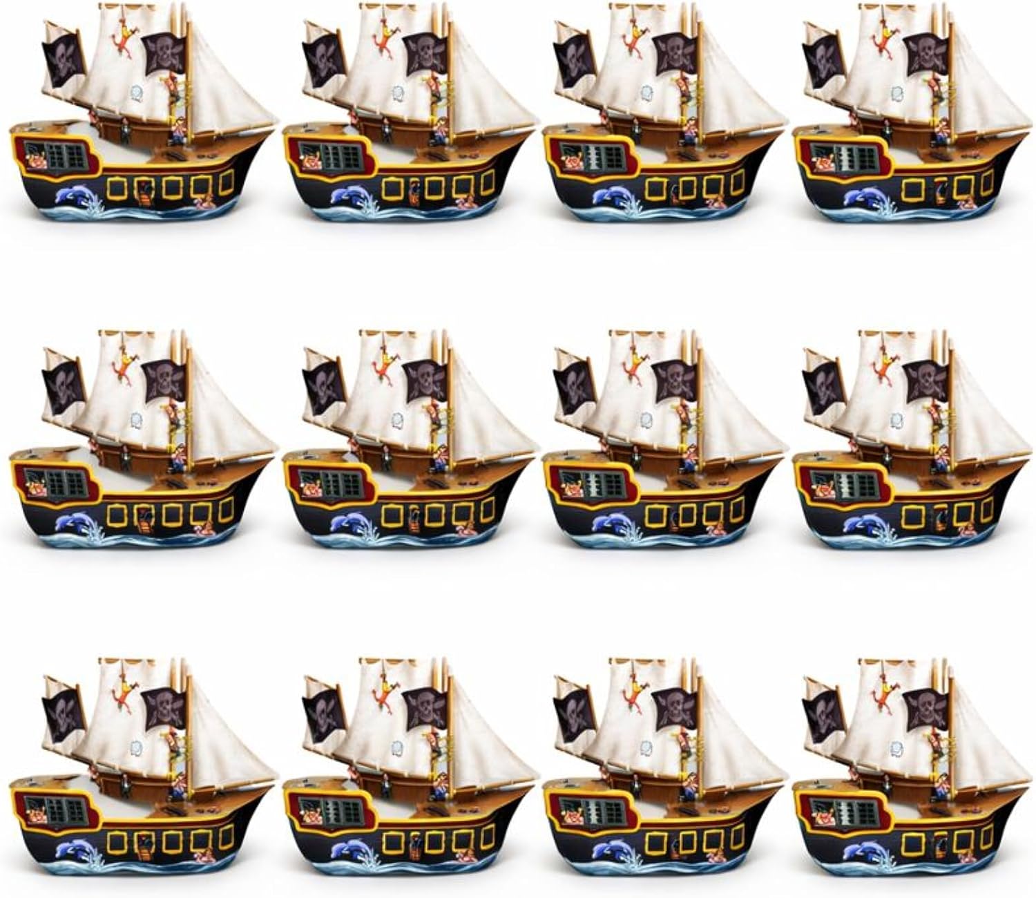 12 Party Food Boxes with Wax Paper - Pirate Ship Collection