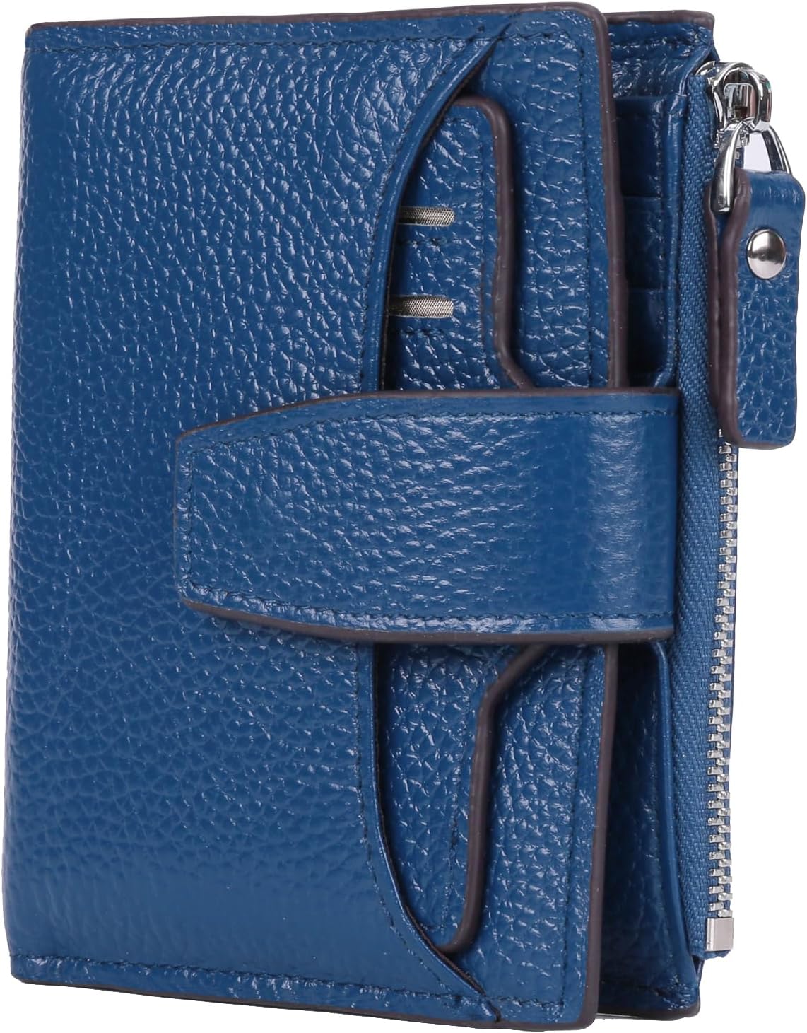 AINIMOER Women's RFID Blocking Leather Small Compact Bi-fold Zipper Pocket Wallet Card Case Purse with id Window - Image 6