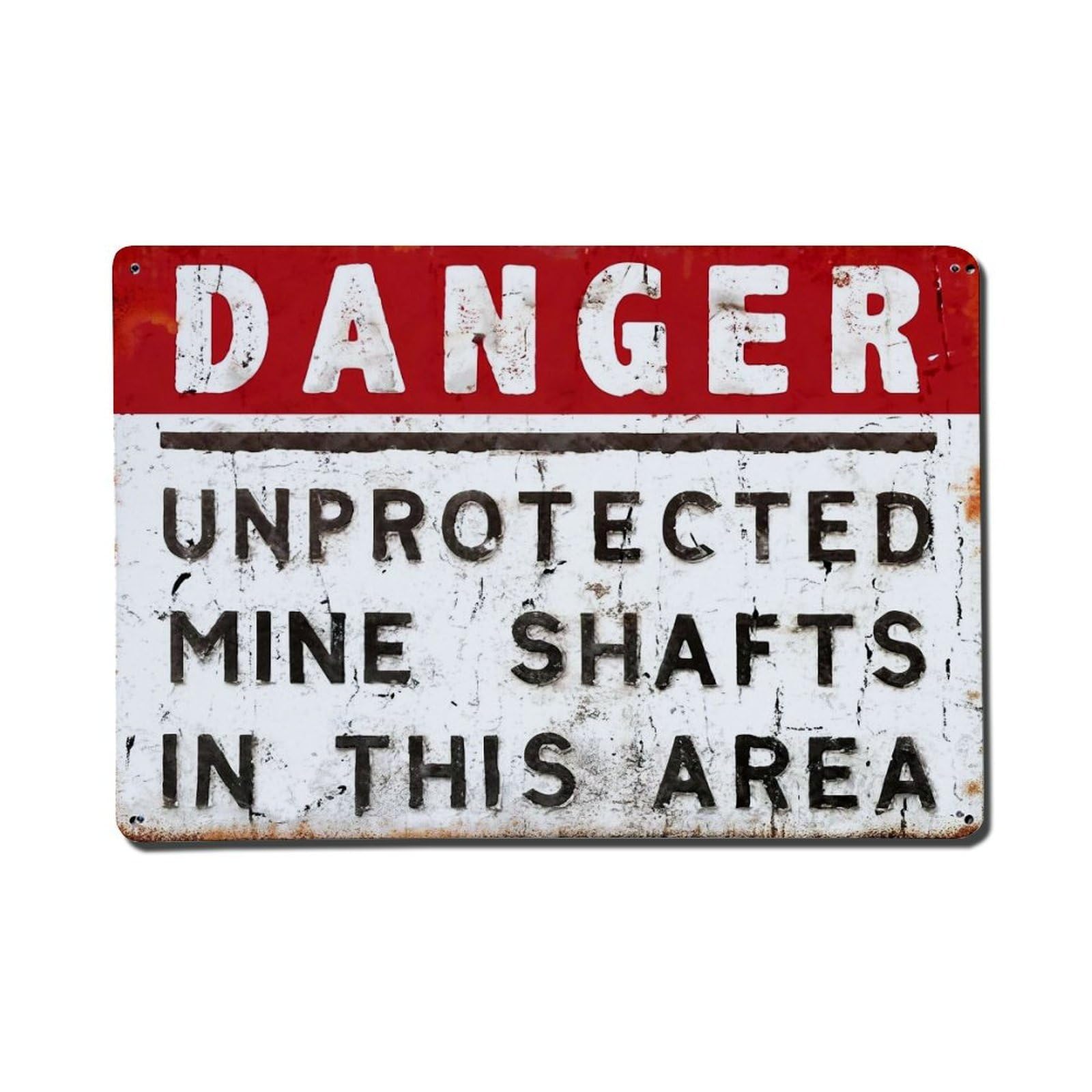 Danger Unprotected Mine Shafts Area Vintage Tin Sign Retro Metal Wall Decor Metal Poster, Home Bar Garage Farmhouse Cafe Wall Art Decoration 8x12Inches