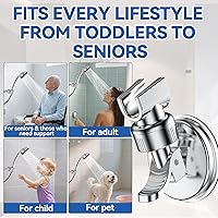 Vista 2 de Soporte de cabezal de ducha ajustable, soporte de cabezal de ducha de mano con ventosa para baño, soporte de succión extraíble montado en la pared