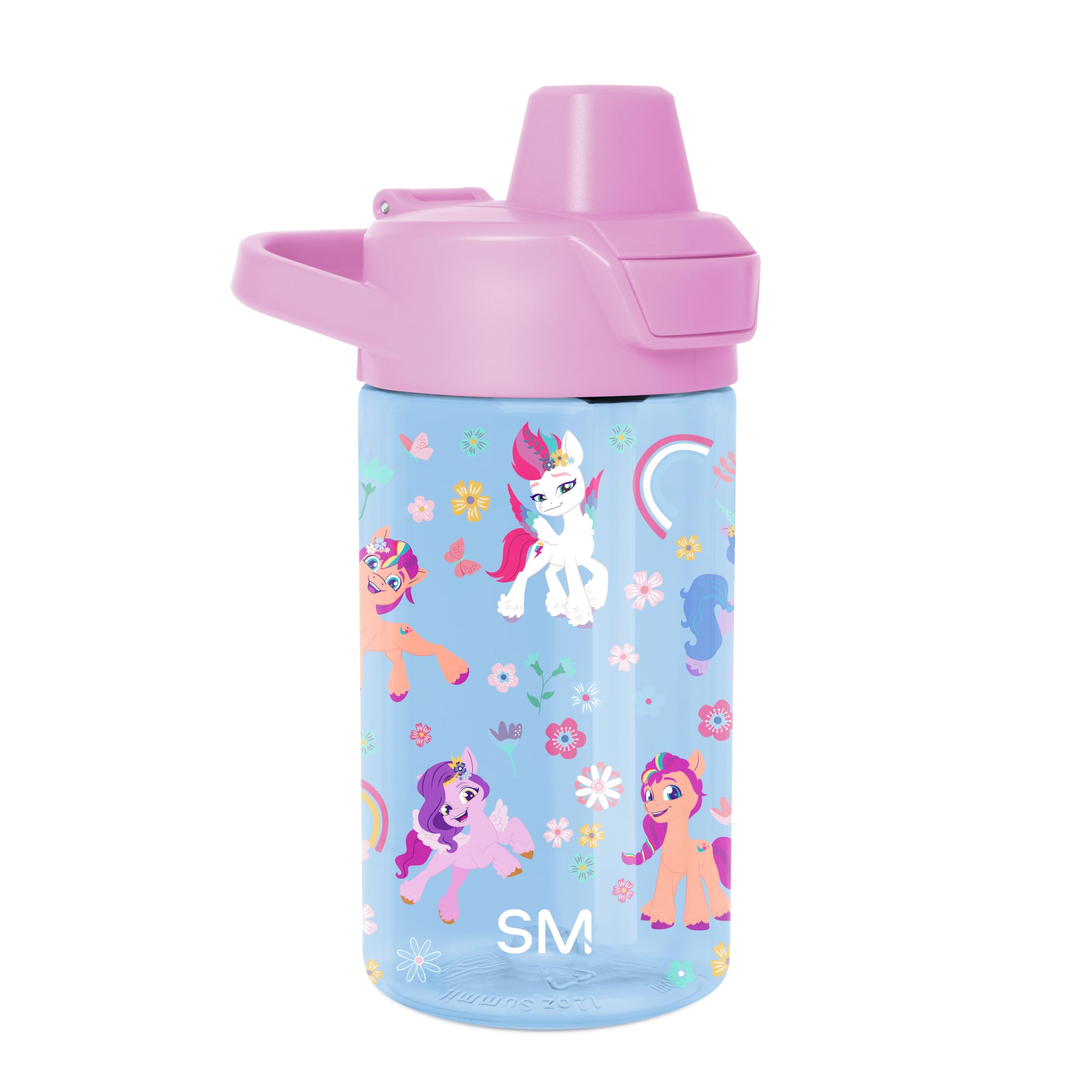 Simple Modern My Little Pony Kids Tritan Plastic Summit Water Bottle | 12 oz BPA-Free Cup with Covered Leak Proof Straw Lid for Girls, Toddlers | Garden of Rainbows