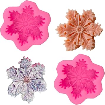 2 Pcs Christmas Snowflake Silicone Mold Candle Soap DIY Molds Christmas Baking Tray Cake Candy Chocolate Making Tools