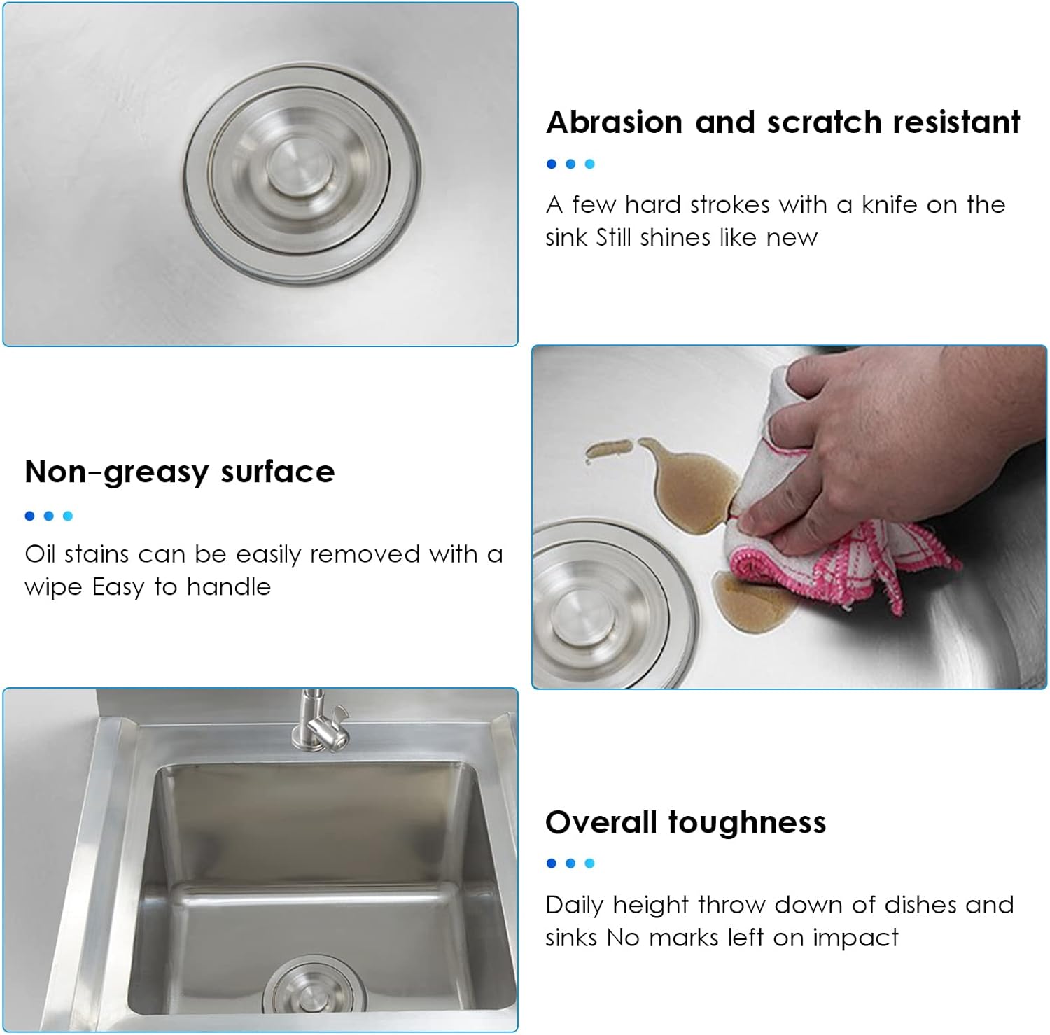 Kitchen Utility Sink,Commercial Kitchen Prep & Utility Sink Bar with Drain Faucet 50cm/60cm