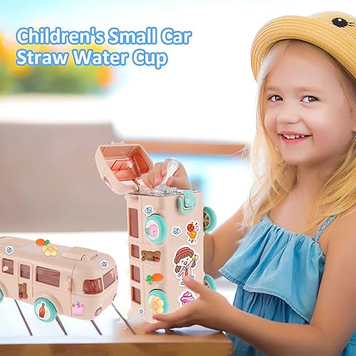 Miniatura 2 de HOTBEST Vaso de agua con popote para automóvil, botella de agua de autobús de 16 onzas con correa para el hombro, a prueba de fugas para niños, vaso