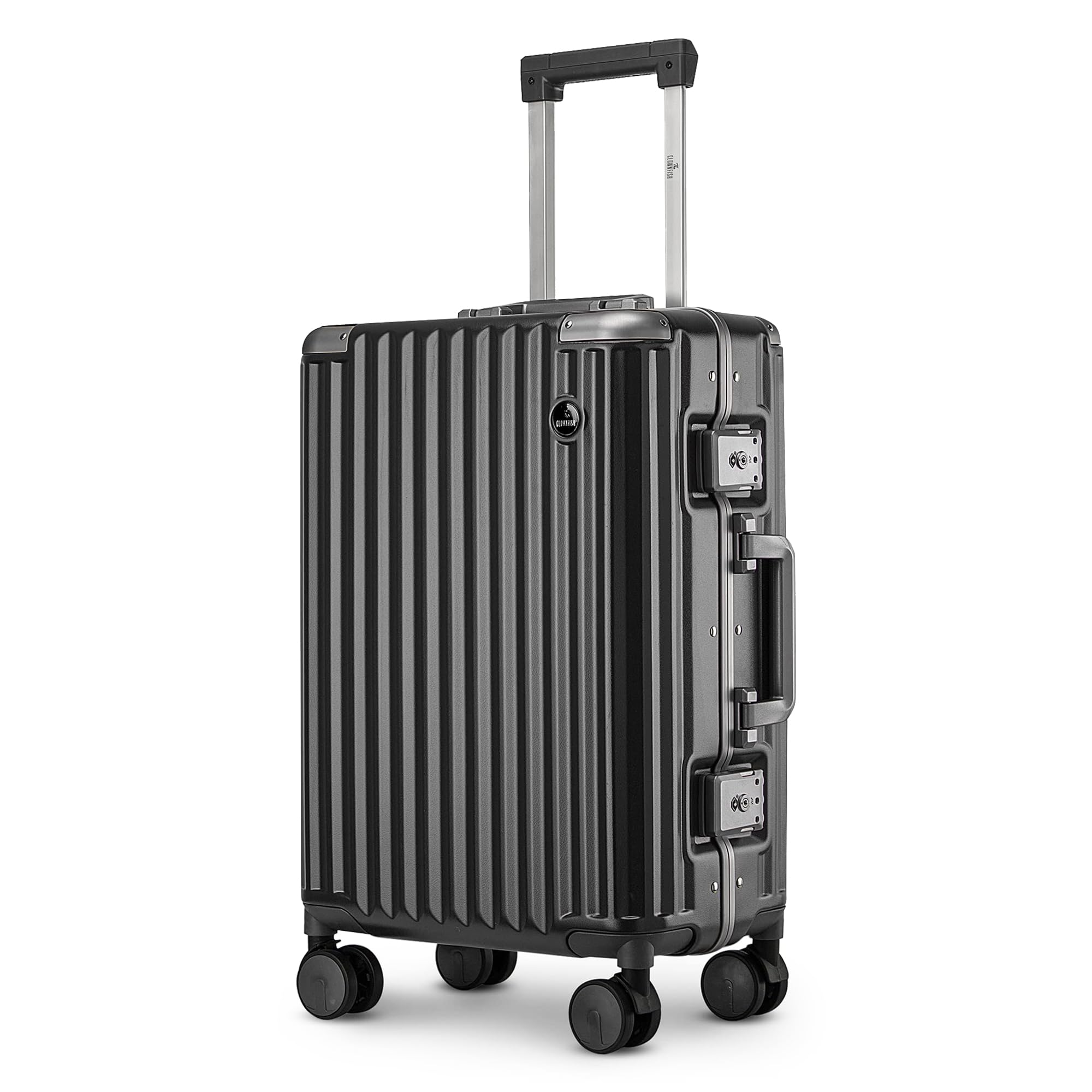 Stark Series Luggage Polycarbonate Hard Case Suitcase Eight Wheel Trolley Bag With Double Tsa Locks- Sooty Black (Small Size,57 Cm-22 Inch,8 Spinner)