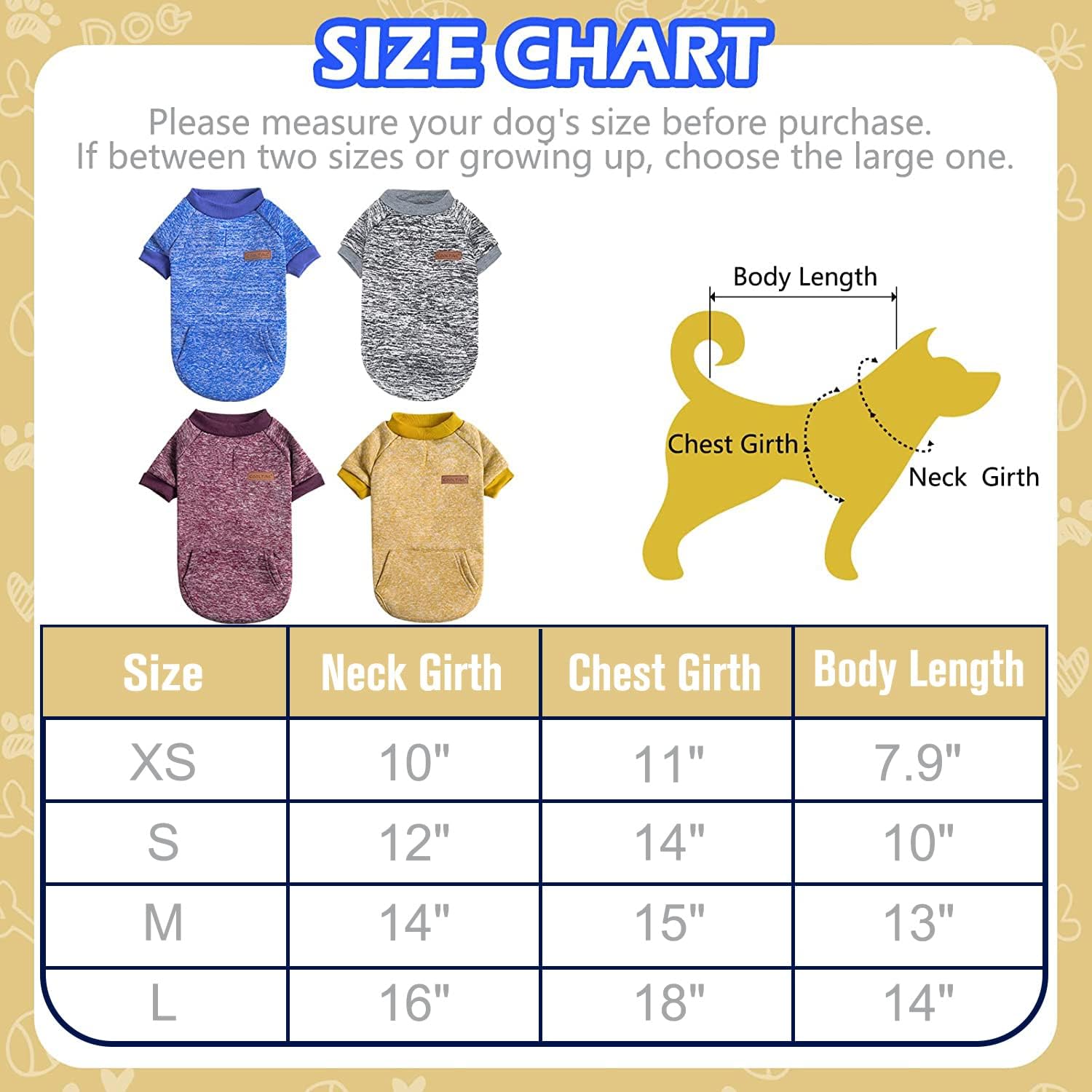 Dog Sweater Winter Clothes 4 Pack - 4 Colors Soft and Warm Suitable for Tiny Small Medium Dogs Puppy Pet Fall Sweaters Fashionable
