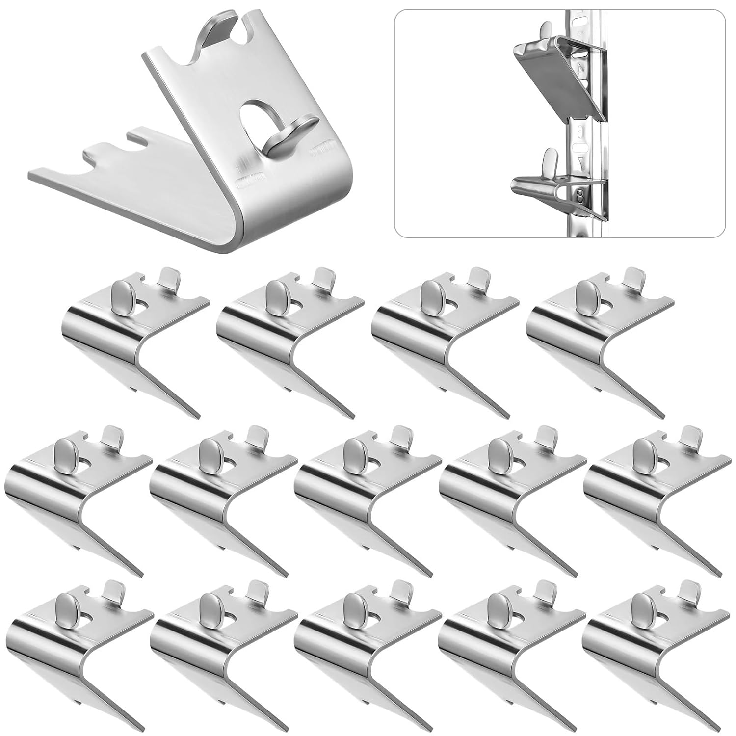 Metal Shelf Brackets 100/150/200pcs 304 Stainless Steel Shelf Support Clips for Refrigerator Freezer Smooth Edge Compact Design(200psc)