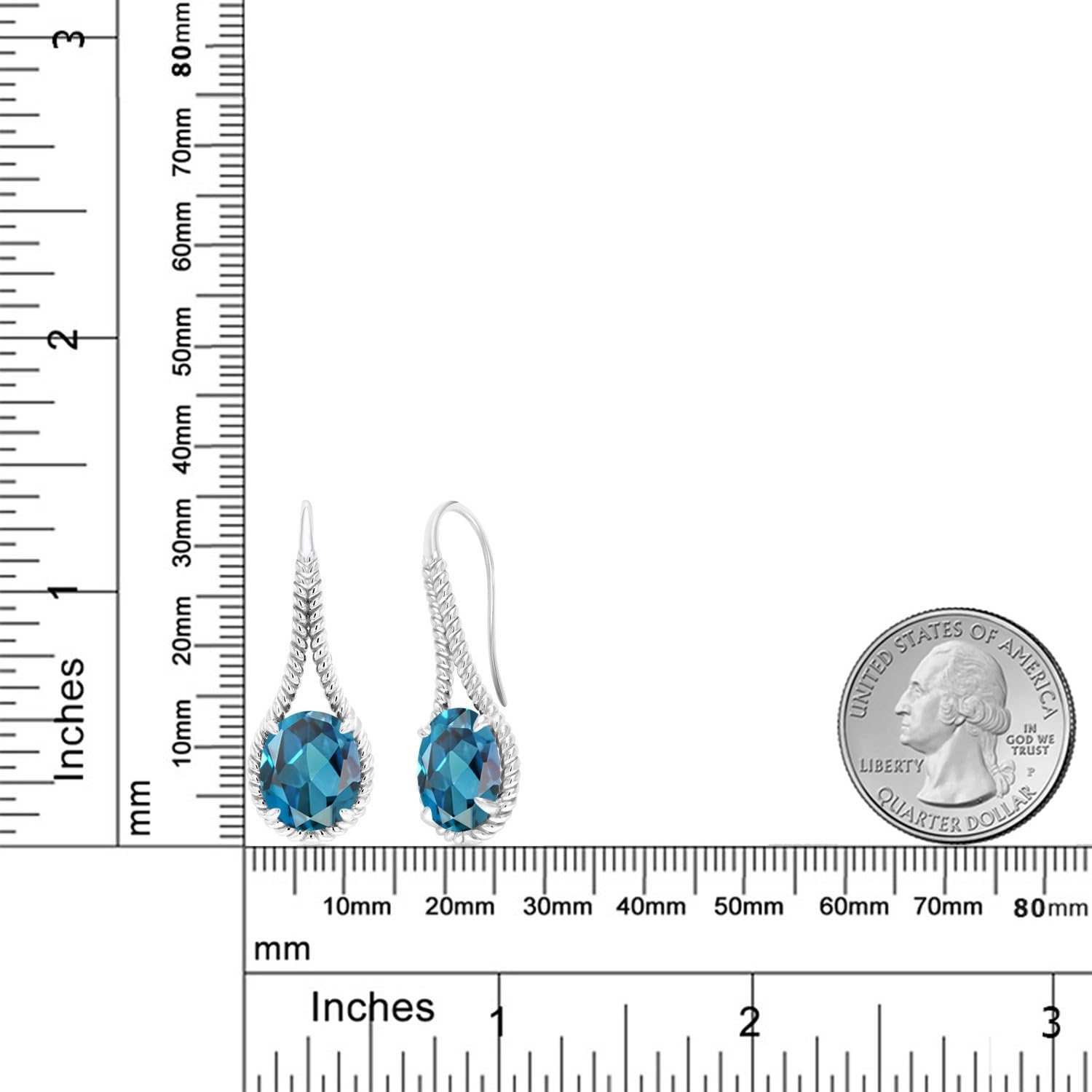 Gem Stone King Oval Dangle Earrings For Women | 925 Sterling Silver | 12X10MM Oval Gemstone Birthstone French Wire Drop Dangle Earrings | 1.18 Inch | Fine Jewelry Gifts for Her Mom Women Wife