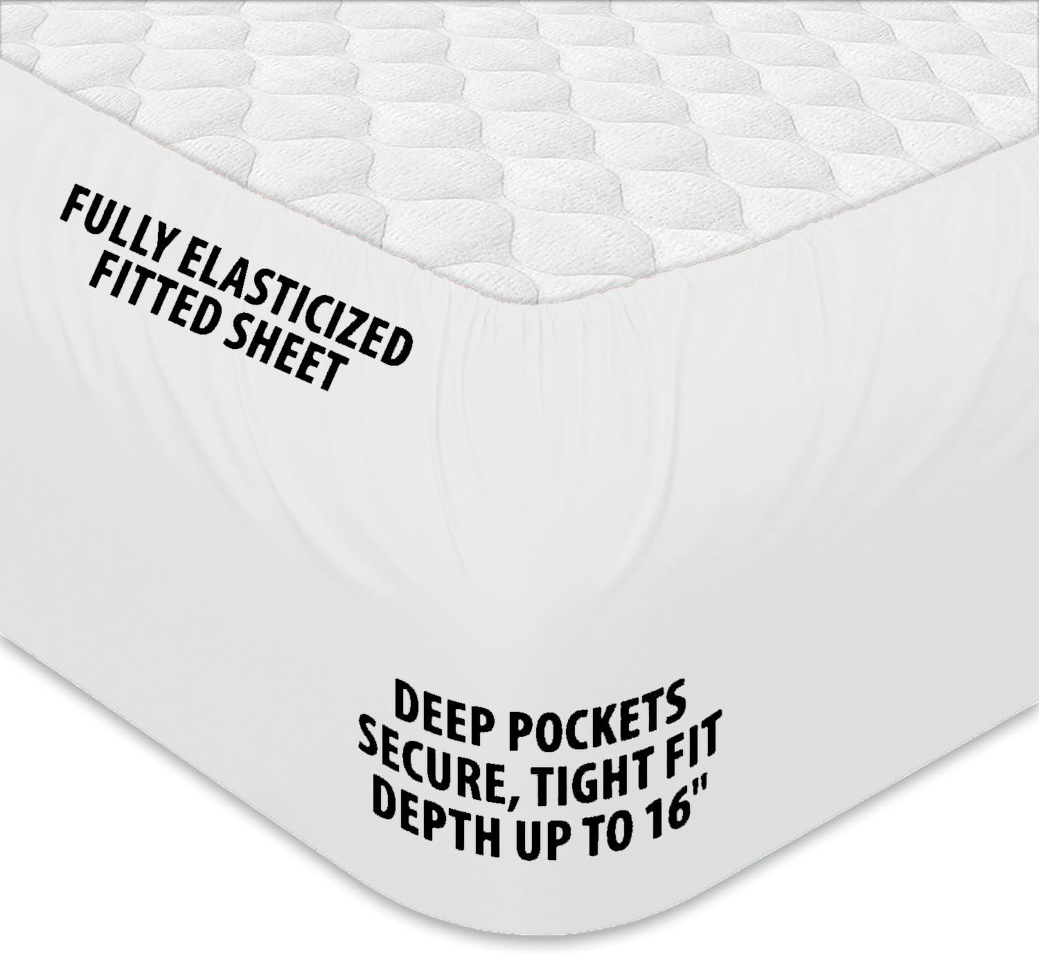 RENAURAA 600 Thread Count Cotton Rich, 4 Piece Sheet Set, 16" Deep Pocket, Lace Hem, Soft & Smooth Sateen Weave, Hotel Quality (White, King)