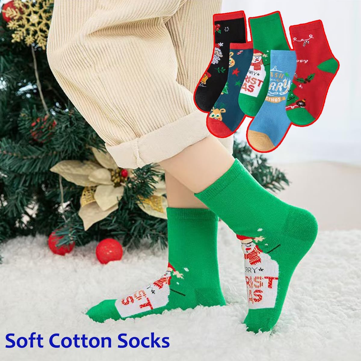 YXBQueen Christmas Socks Children Socks Christmas Gift Kid for Toddler Boy Girl Cotton Xmas Funny Socks Autumn Ankle Sock
