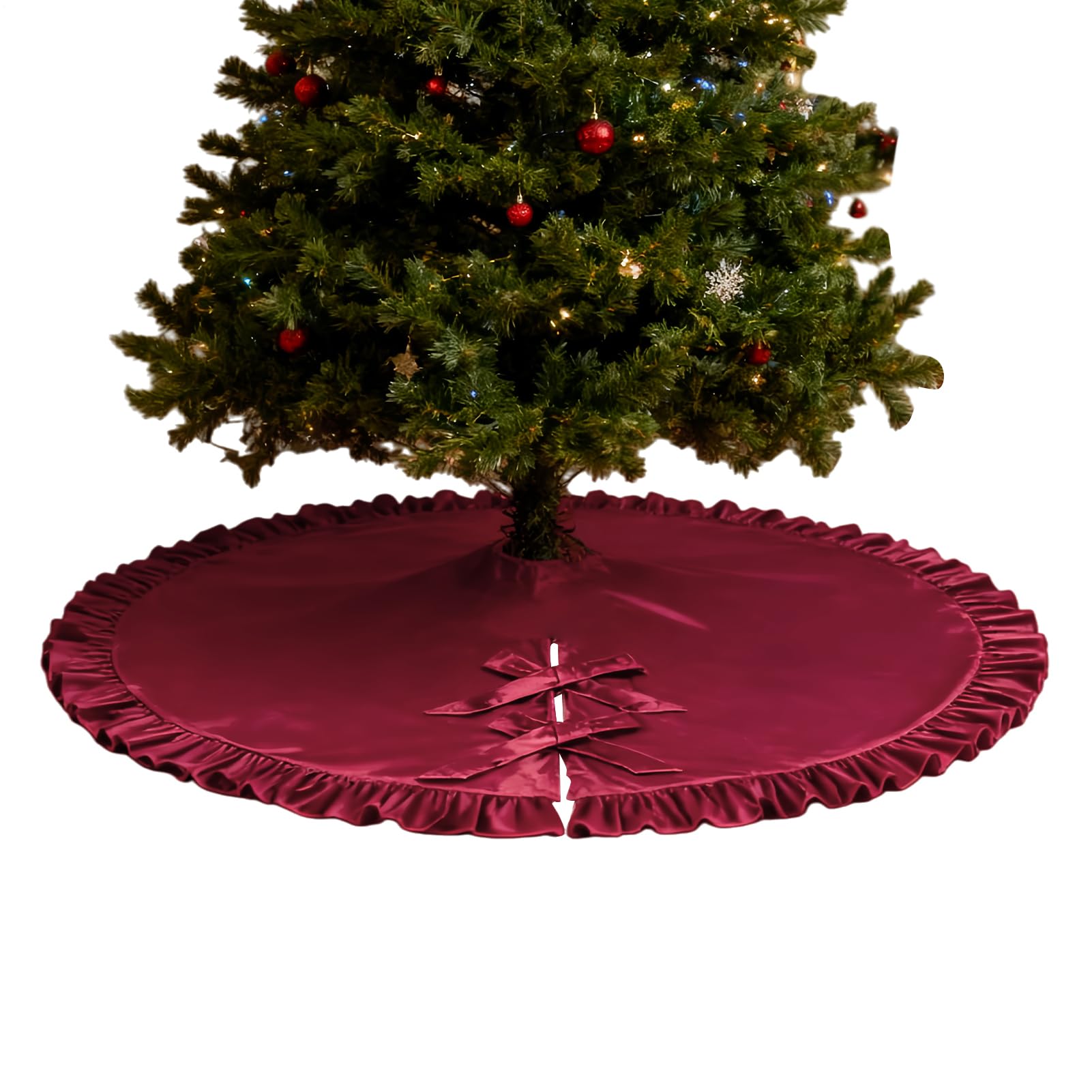 Jupe de sapin de Noël rouge en velours 132 cm pour décorer votre salon