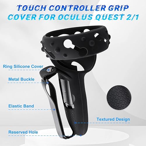 Miniatura 4 de TechKen Empuñaduras de control de apertura de batería compatibles con accesorios Quest 2, empuñaduras Oculus Quest 2 con correas ajustables para