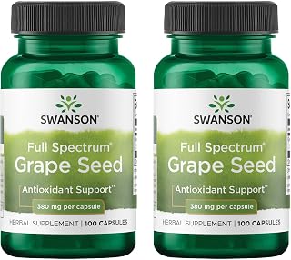 Swanson Grape Seed Heart Antioxidant Free Radicals Healthy Blood Pressure Support Polyphenols OPCS Herbal Supplement 380 mg 100 Capsules (2 Pack)