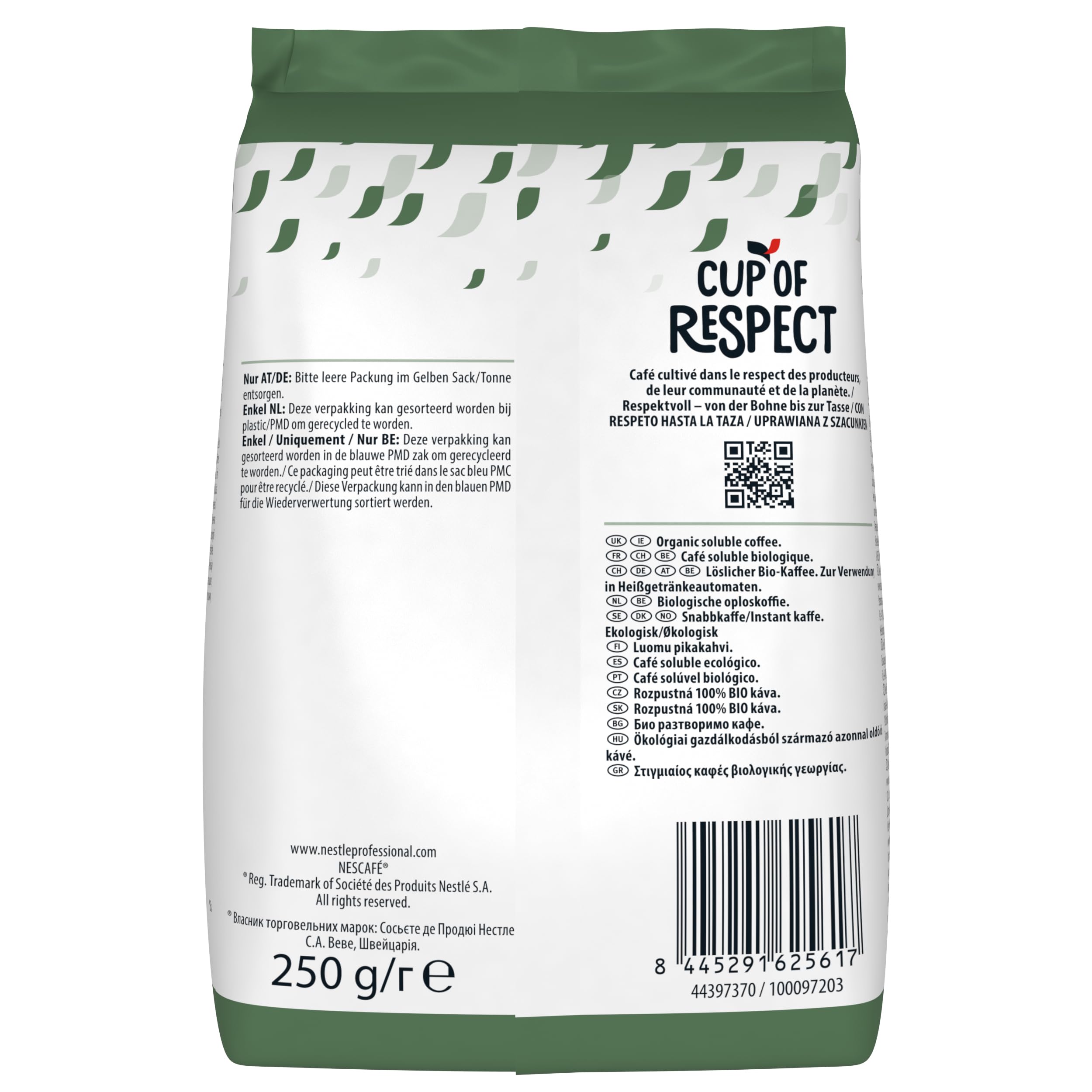 NESCAFÉ Organic Bio - Café Soluble Biologique 100% Arabica - En Poudre - Notes Fruitées, Agrumes - Certifié AB - Approvisionnement 100% plus Responsable - Sachet de 250 g