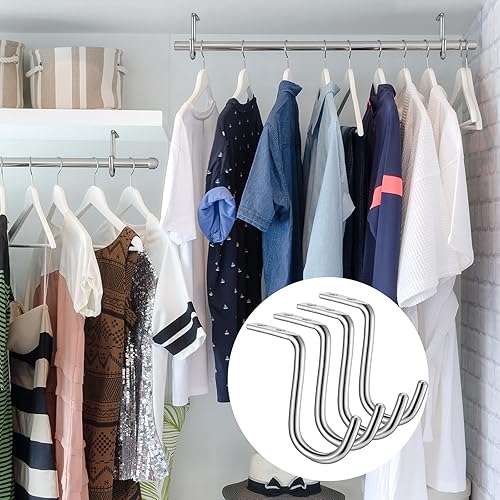 Vista 17 de Gisafai 4 soportes centrales de barra de armario de 1-1/2 pulgadas, soportes de montaje en pared de metal resistente para estantes, armario, barra