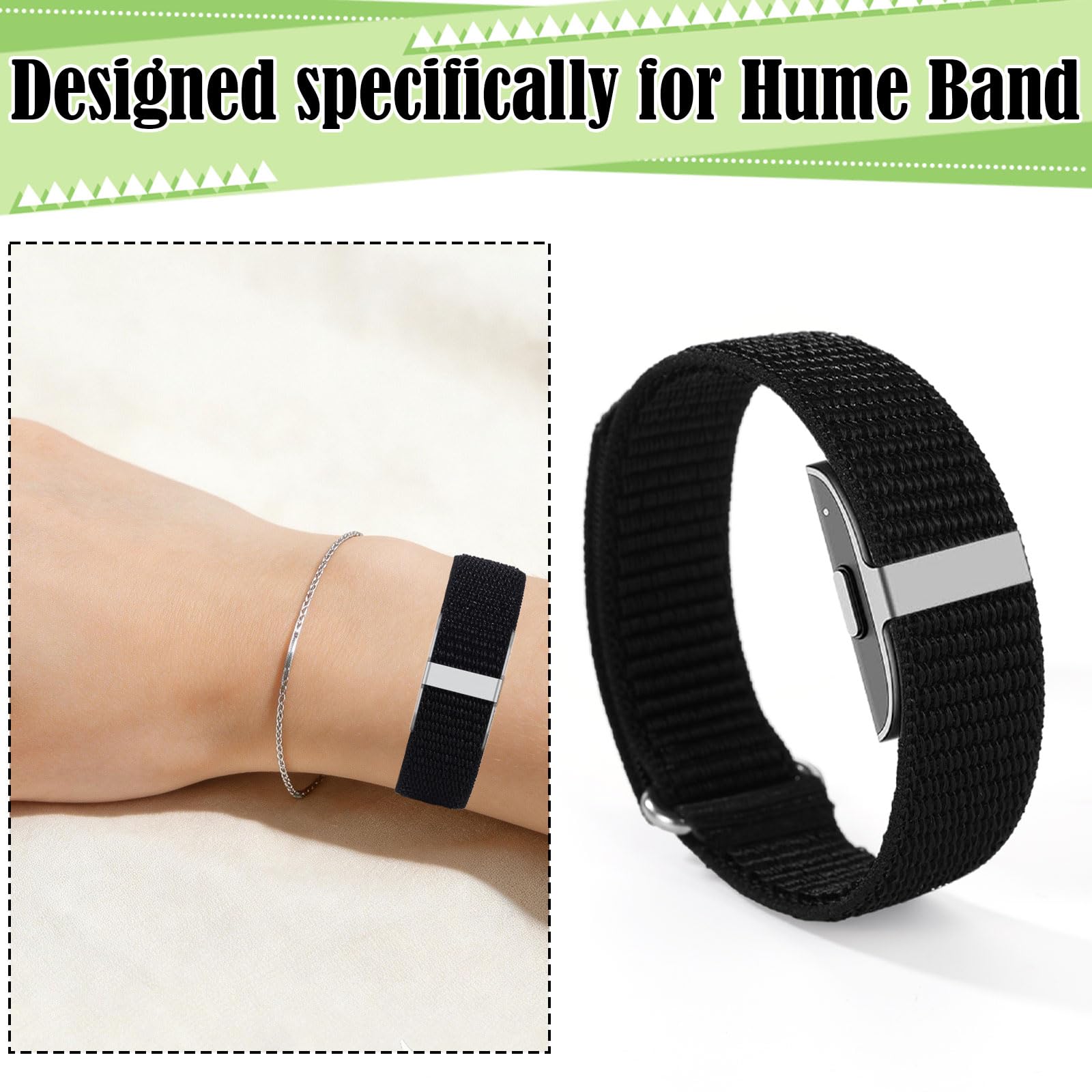 2pcs Band Replacement Strap for Hume Health Band Wrist Charger Bracelet, 26.8x2cm/10.55x0.79 Inch Breathable Visible Adjustable Nylon Loop Wristband for Sleeping Hiking Cycling Women Men Gift — view 5