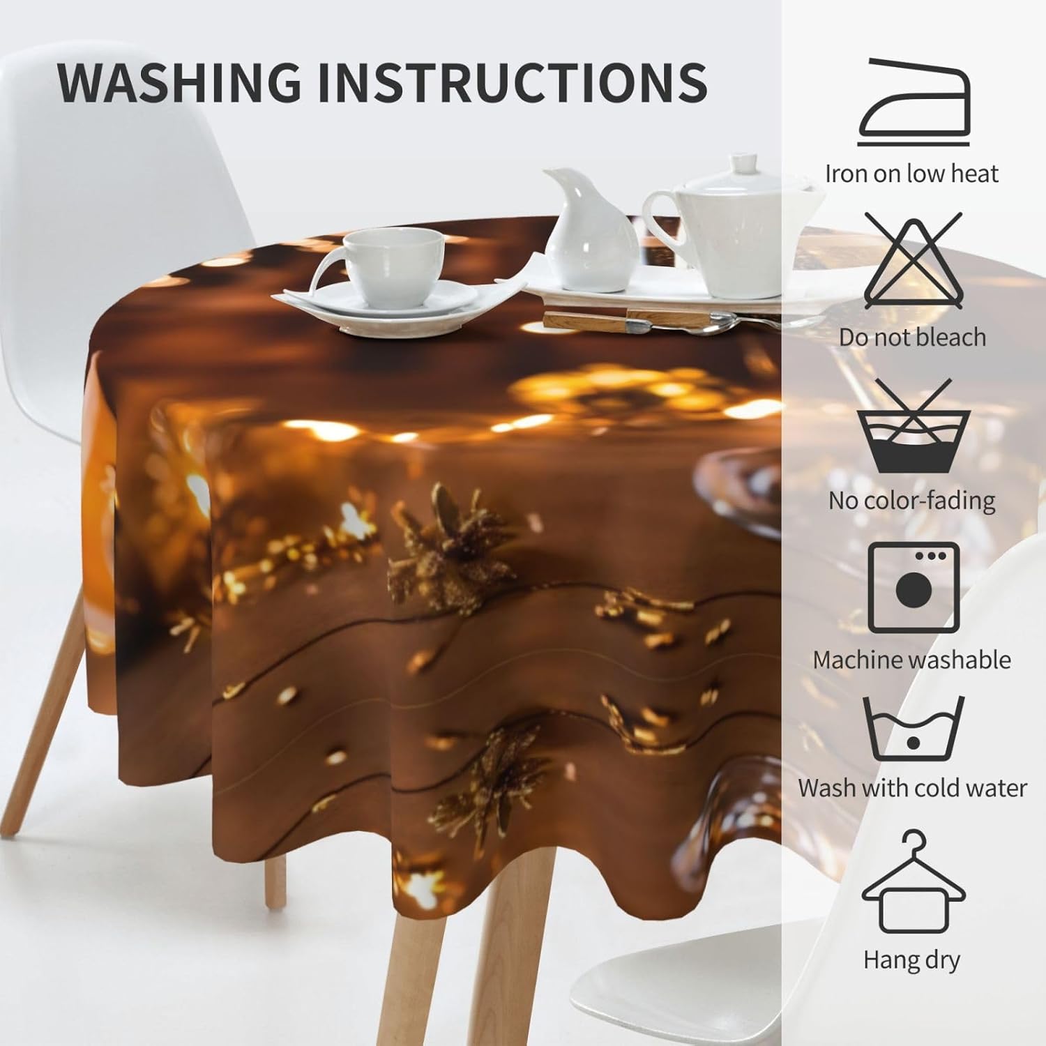 Wine Cup Print Wrinkle Free Dining Table Cover for Birthday Party Farmhouse Tablecloths Up to 60 x 60 Inches