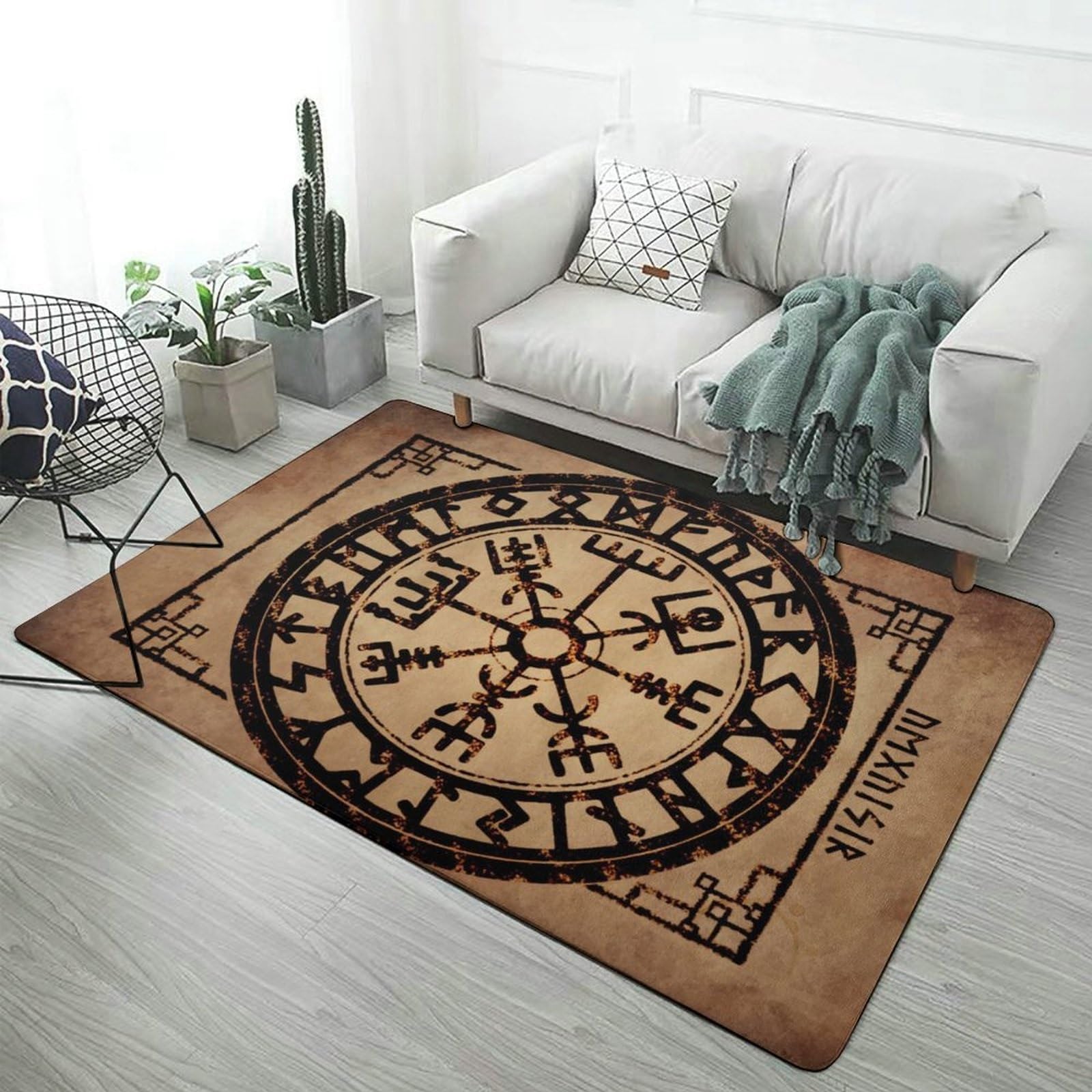 Tapis de sol Vegvisir pour chambre à coucher au design nordique moderne