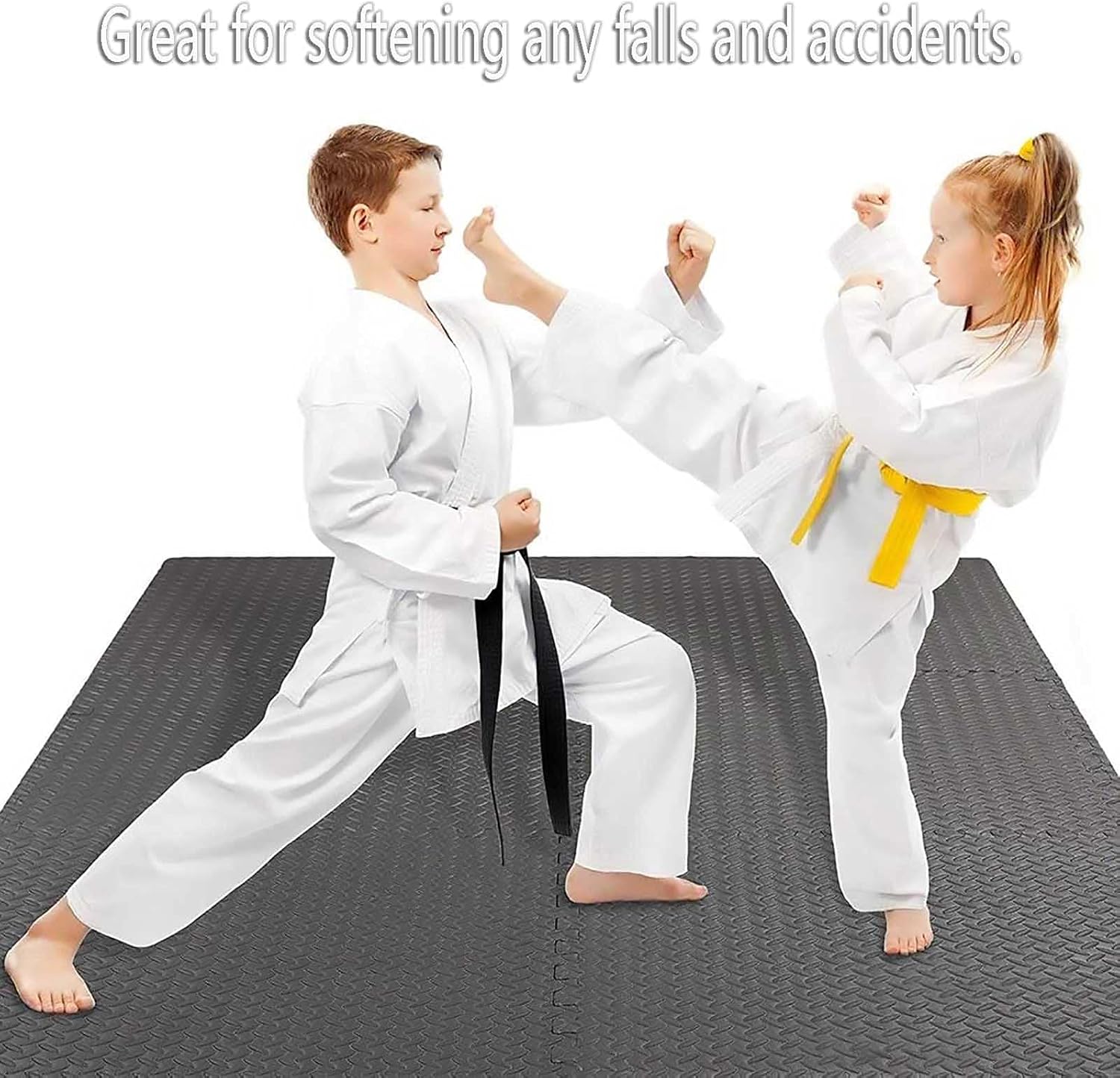 Treadmill Floor Mat - 8 Interlocking Foam Tiles, Fitness Equipment Protector, Yoga & Exercise Mat for Treadmills, Cycles, Rowers, Cross Trainers, 24"x24", Black