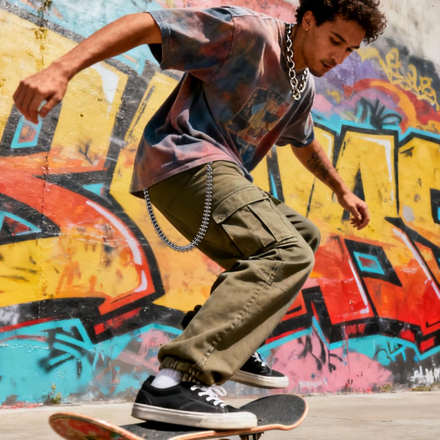 Ahiller Punk Chains for Pants Wallet Car Keys Pocket Jeans Belt with Double Locking Key Carabiner Clip,Goth Accessories - Image 5