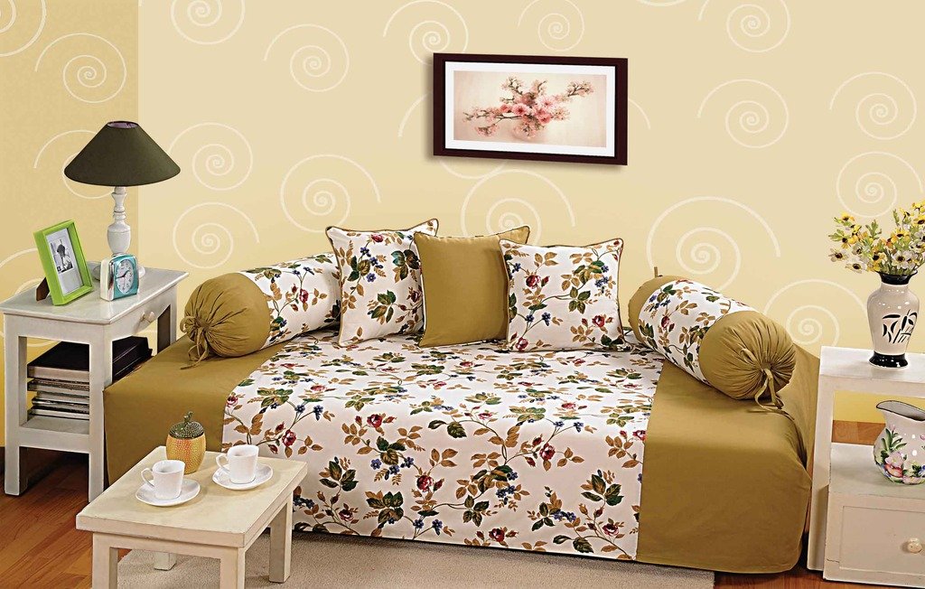 Swayam Printed 200 TC Cotton 6 Piece Diwan Set - Multicolour-image-46