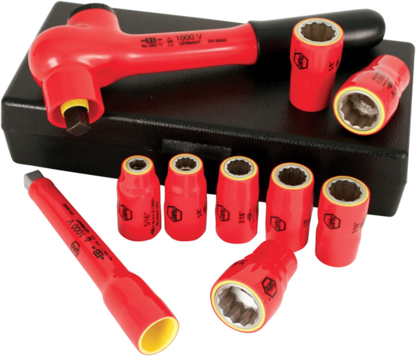 31493 Drive Socket Set, Inch, 3/8-Inch, 1000 Volt, 10 Piece