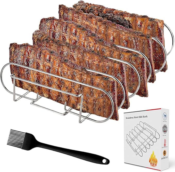 yamisan Rib Racks for Smoking Holds 5 Full Ribs for
