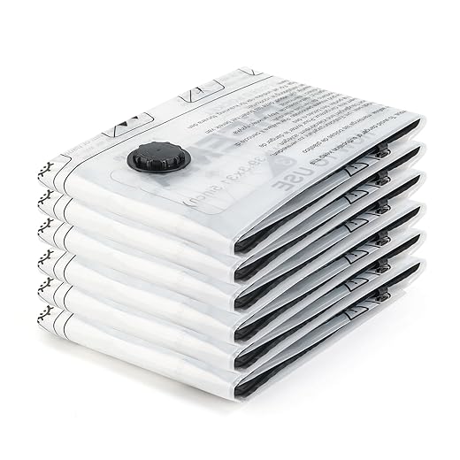 GRIFEMA GH83-4 6 Pack Reusable Vacuum Storage Bags for Blankets, Duvets, Clothes, Seasonal Clothes and Travel Luggage (60 x 40 cm)