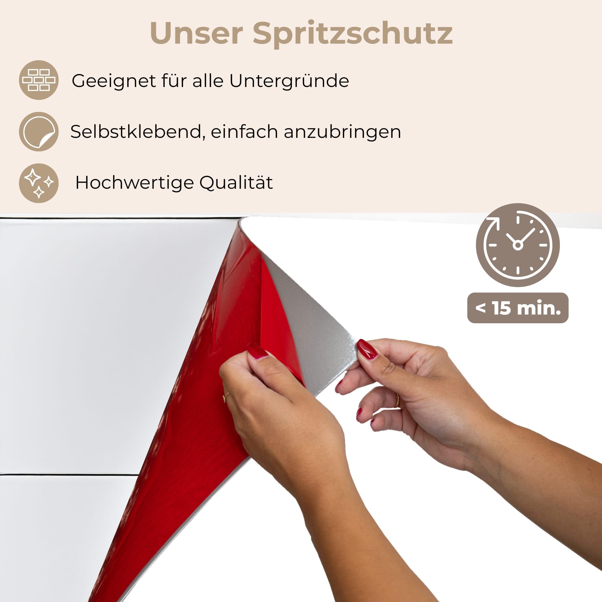 KitchenYeah© Küchenrückwand 60x40 cm Selbstklebende Kitchen Wall Protector Küchen Rückenwand Küchenfronten Küchenrückwände Küche Wand Weiß - Farben - Neutral