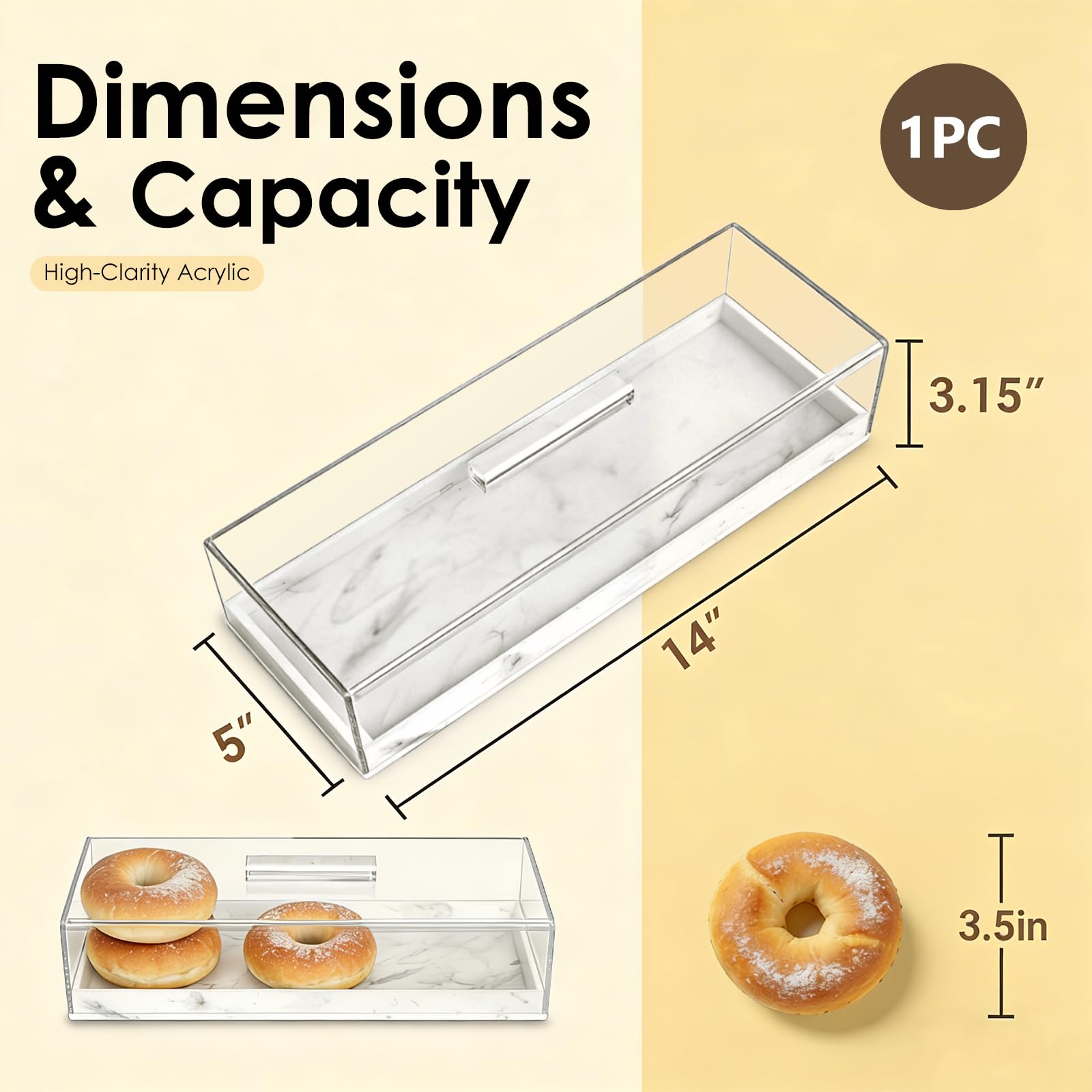 Bandeja rectangular acrílica para tartas, soporte multifuncional para tartas con tapa de cubierta, bandeja para servir postres para fiestas, hogar, cocina, regalo
