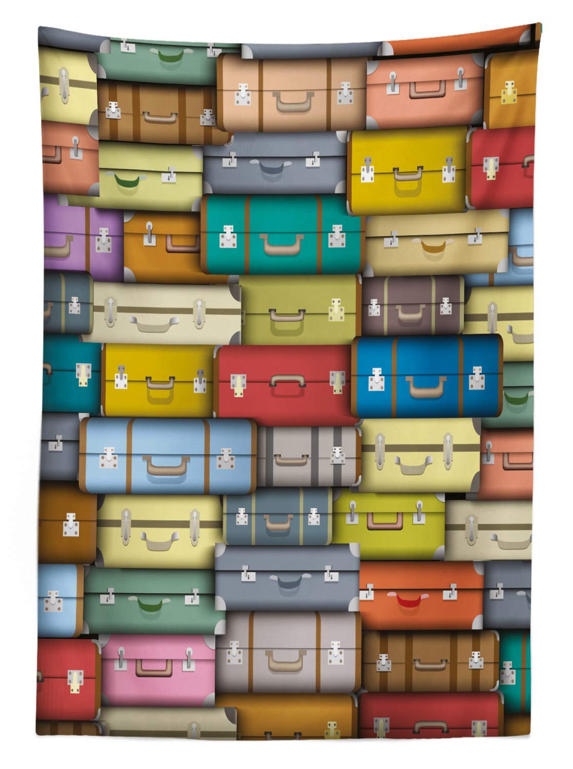 Tovaglia Moderna ABAKUHAUS 140x200 Cm | Stampe Valigia Viaggi Multicolore, Rettangolare In Poliestere