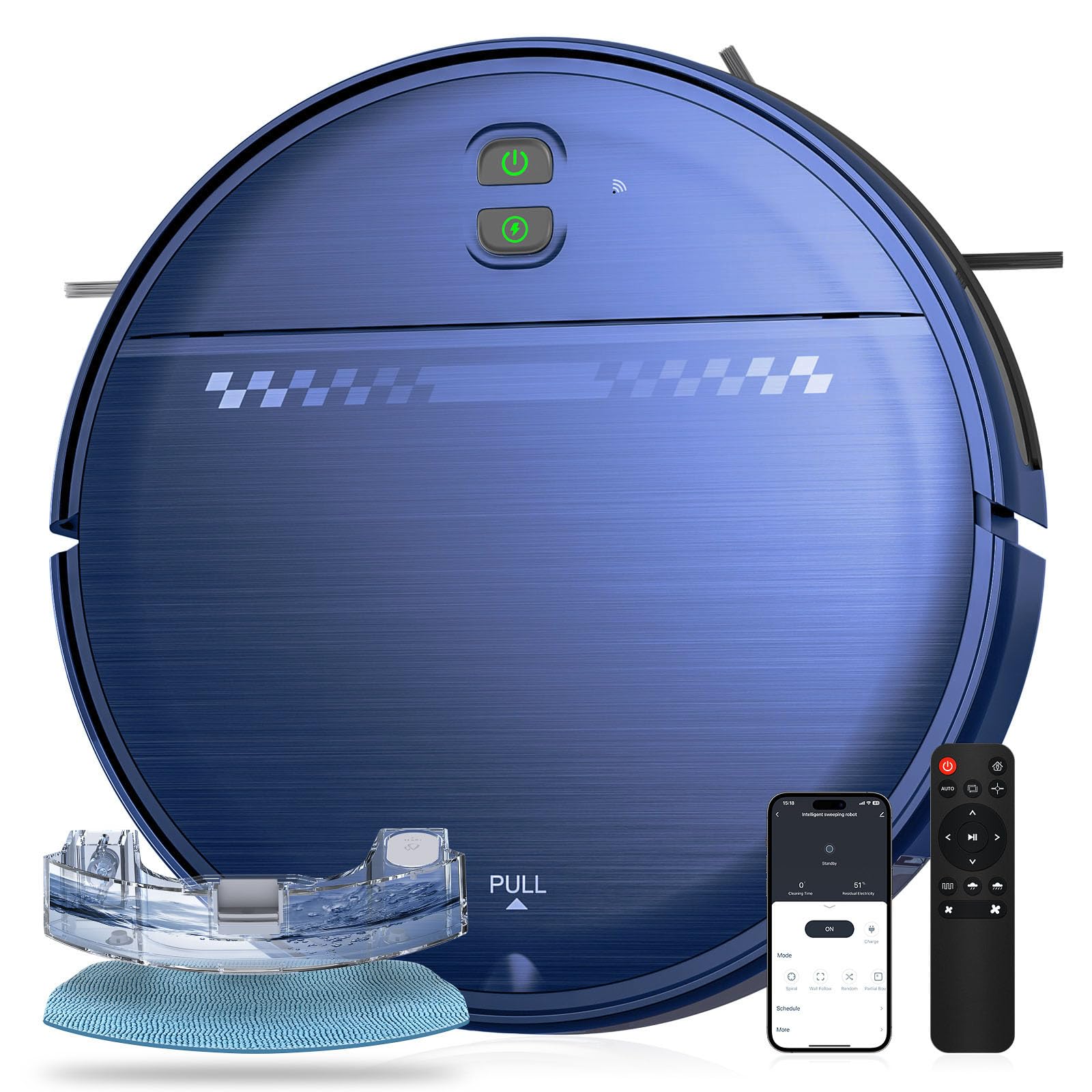 Photo 1 of MANVN 2 in 1 Robot Vacuum and Mop Combo, 2.87'' Ultra-Slim Robotic Vacuum Cleaner with 3D Obstacle Avoidance, for Hard Floors and Carpets, Wi-Fi/App/Voice Controlled for Pet Hair, Self-Charging