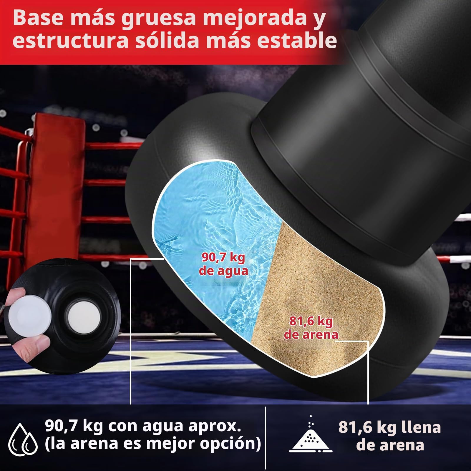 Ninonly Saco de Boxeo Adulto 190cm, Pesado Saco Boxeo de Pie