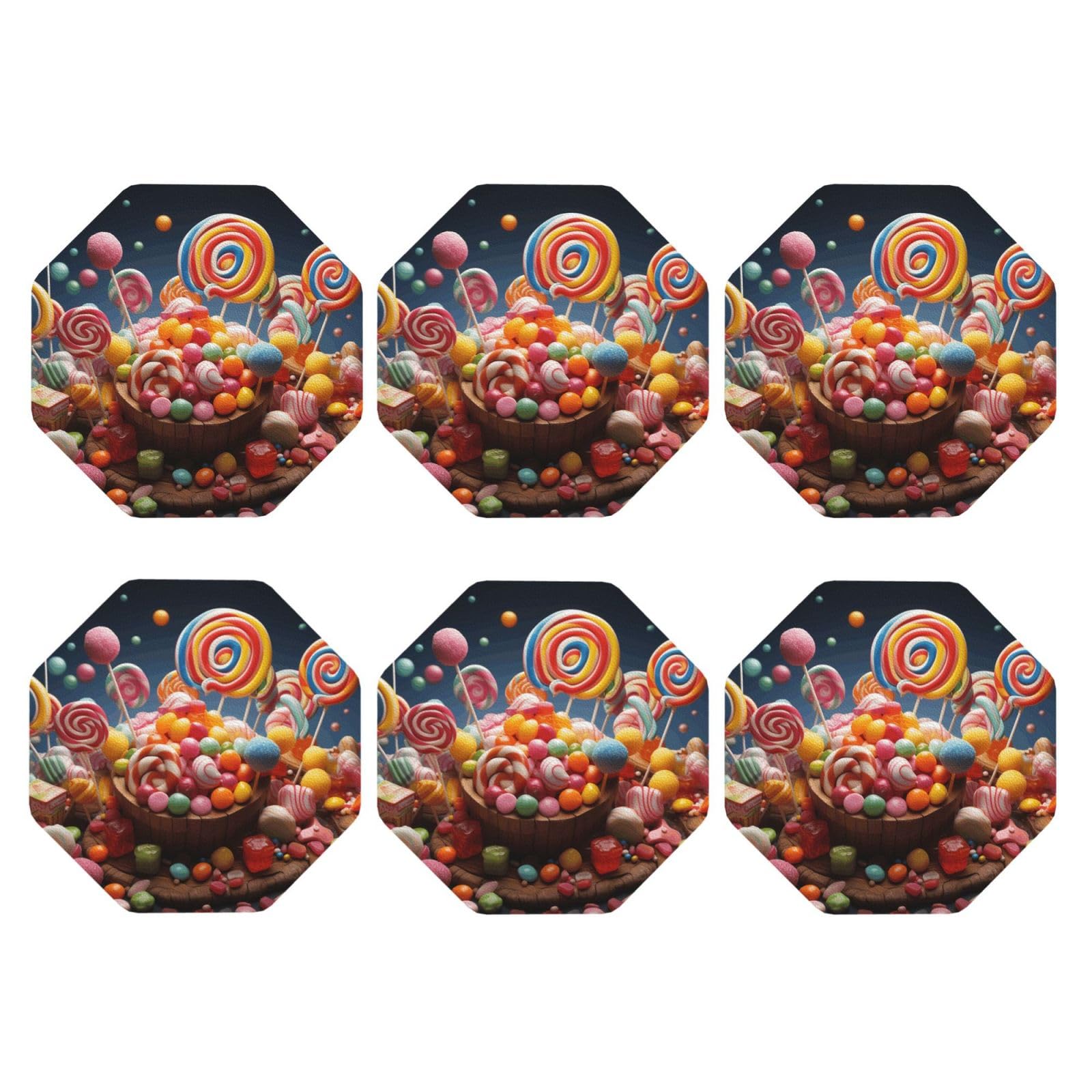 6pcs Leather Coasters for Drinks, Colour Candy Drink Coasters for Tabletop Protection, 4" Cup Coasters for Coffee Table Decor, Non-Slip Drinking Cup Mat for Hot Or Cold Drink