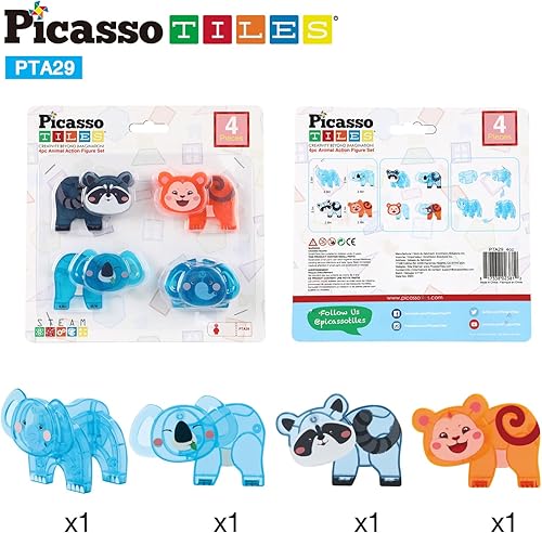 Miniatura 34 de PicassoTiles Juego de 8 piezas de bloques de construcción magnéticos de Metro City con figuras de acción magnetizadas compatibles con kits de 8pc