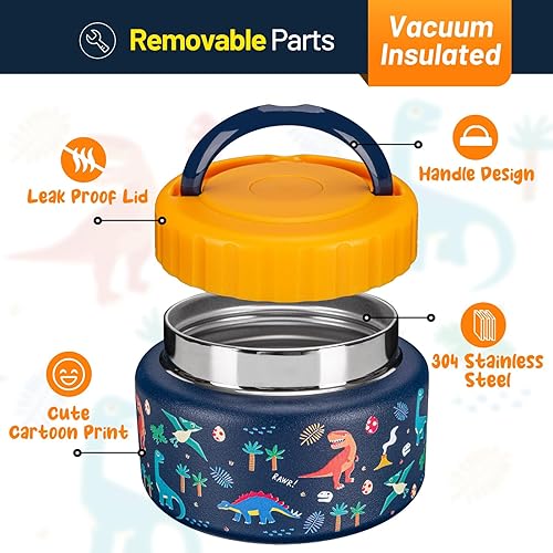 Miniatura 2 de Charcy Termo de 8 onzas para niños de comida caliente, termo de boca ancha a prueba de fugas, tarro de comida aislado para 5 horas calientes y 8