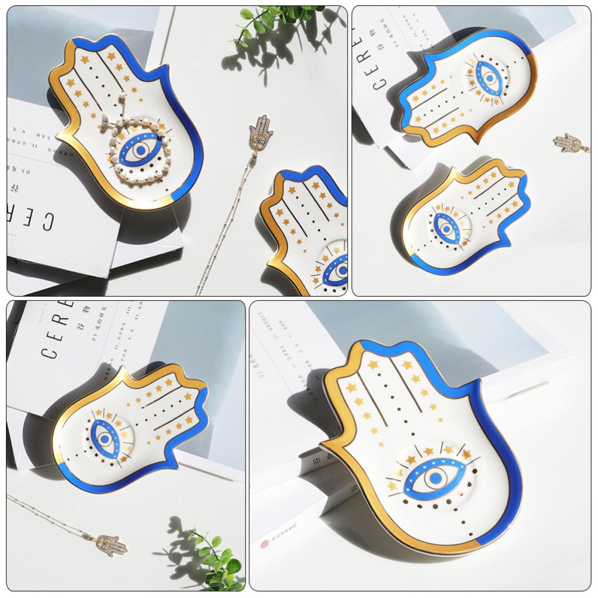 SOLUSTRE 5 Stück Keramik Schmuckschale mit Dekorativem Design Elegante Ringschale und Schmuckhalter für Zuhause oder Geschäft zur Stilvollen Aufbewahrung von Ringen und Halsketten
