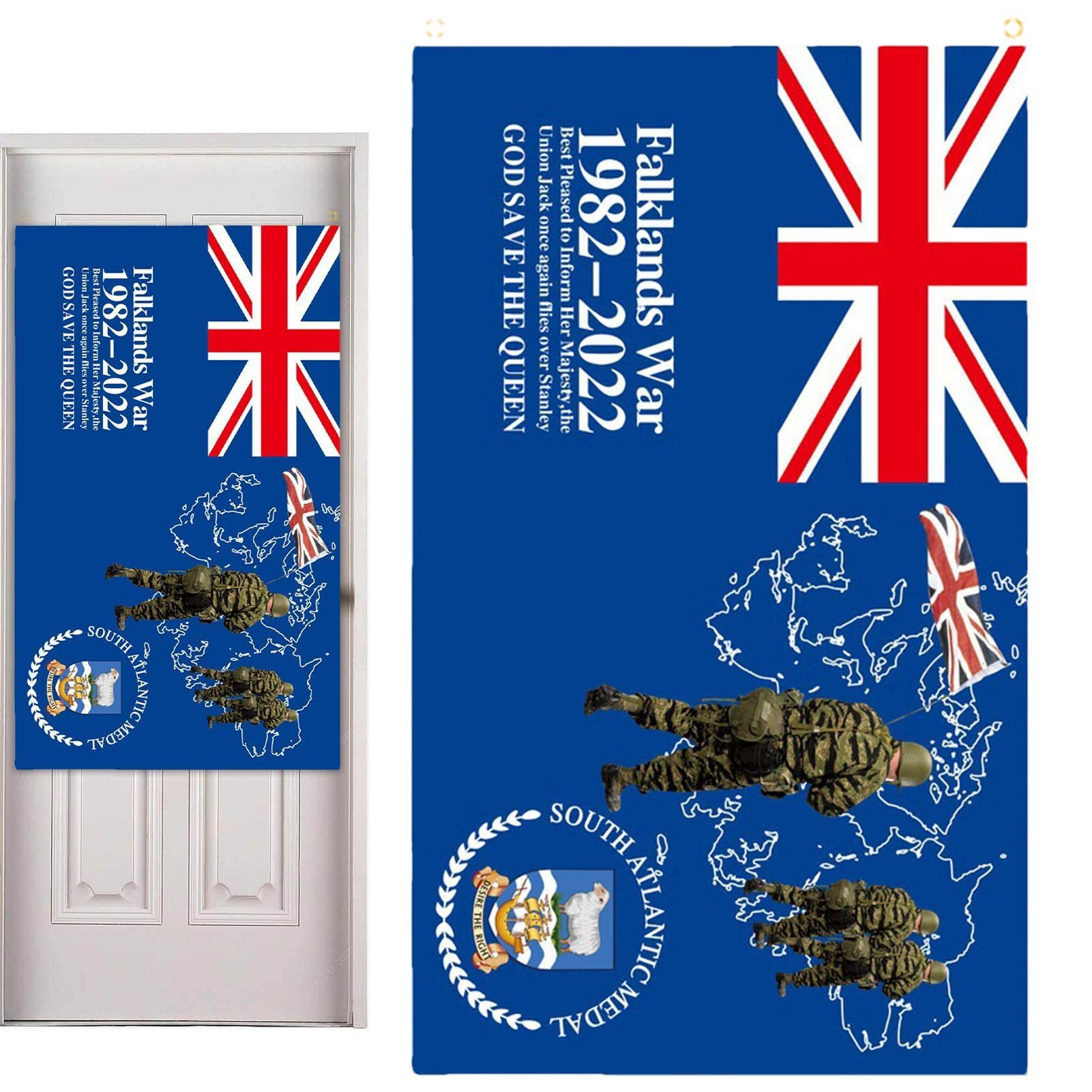 1/2 Falkland Islands Flag - Sleeved Boat And Tree House Flag, 3ftx5ft Union Jack Flag Featuring | Her Majesty The Queen Commemorating The Falklands War