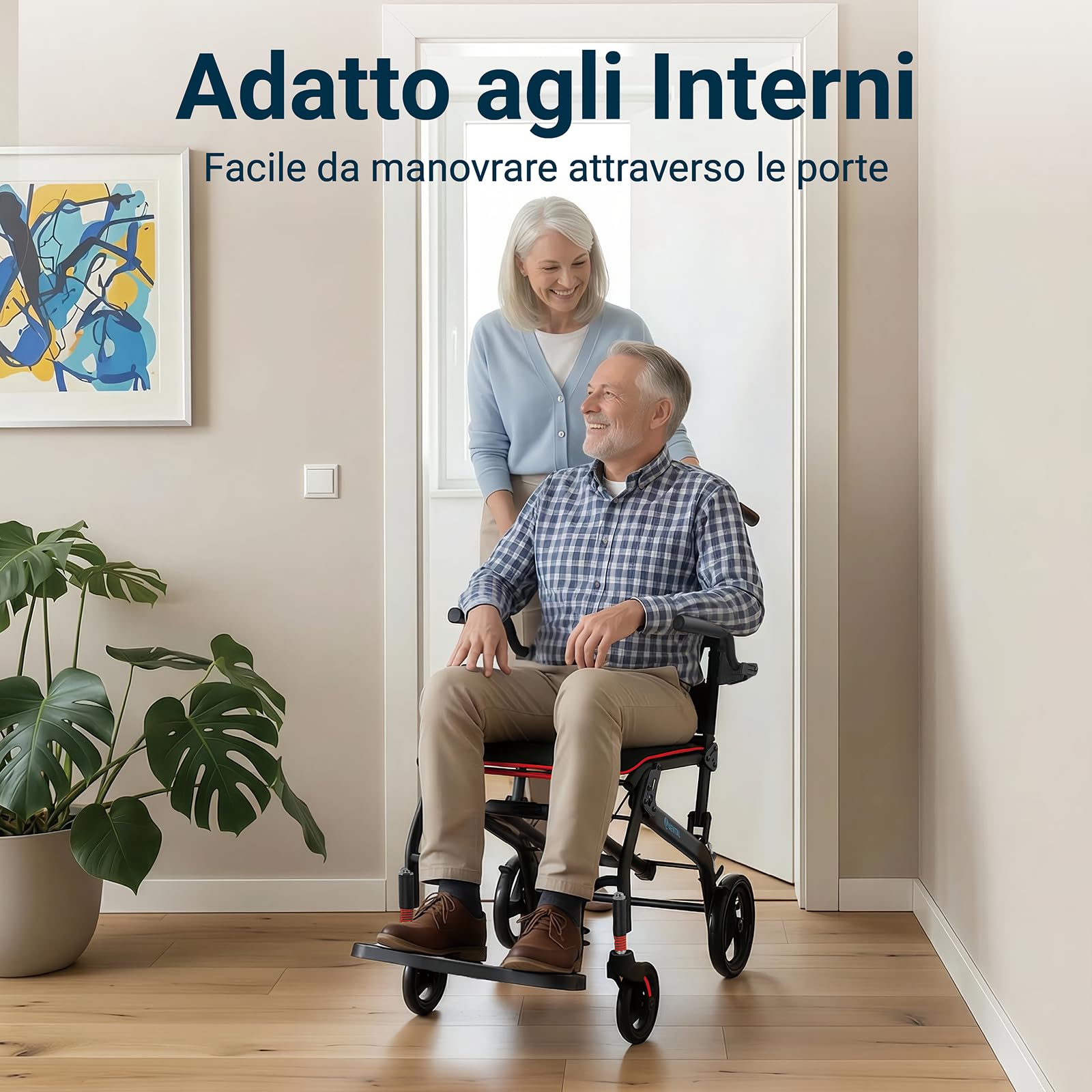 Sedia a Rotelle Pieghevole Sedia a Rotelle Trasporto Stretta Sedia a Rotelle pieghevole super-leggera da transito in alluminio per Disabili e Anziani Ergonomia Portata Massima 100 kg (Nero)