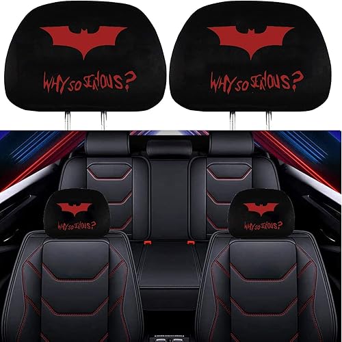 SFXC 2 fundas para reposacabezas de asiento para Batman funda universal para reposacabezas de tela negra fácil de desmontar y lavar apto para coches