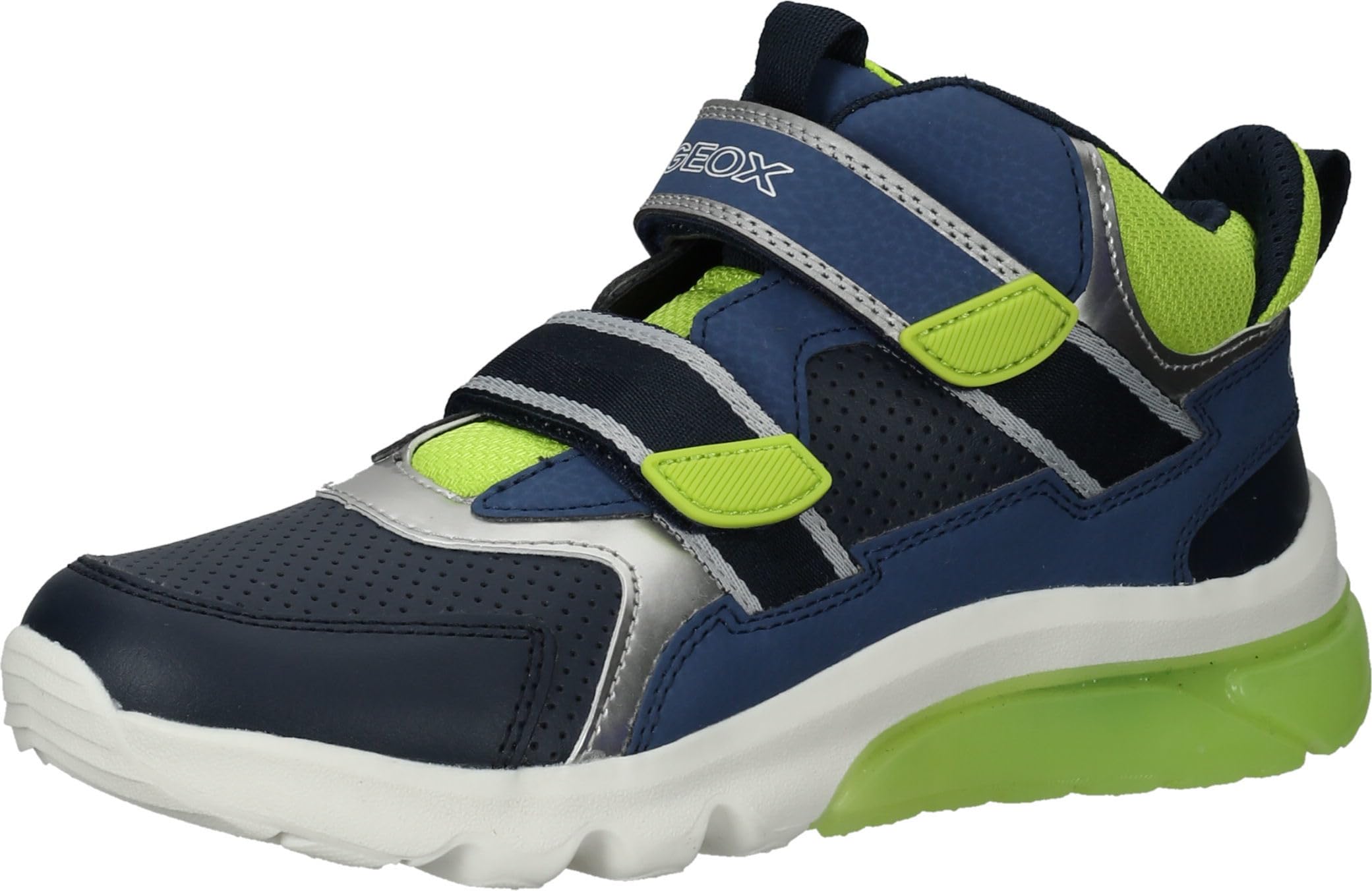 Geox J Ciberdron Boy Sneaker, Navy Lime, 1.5 UK